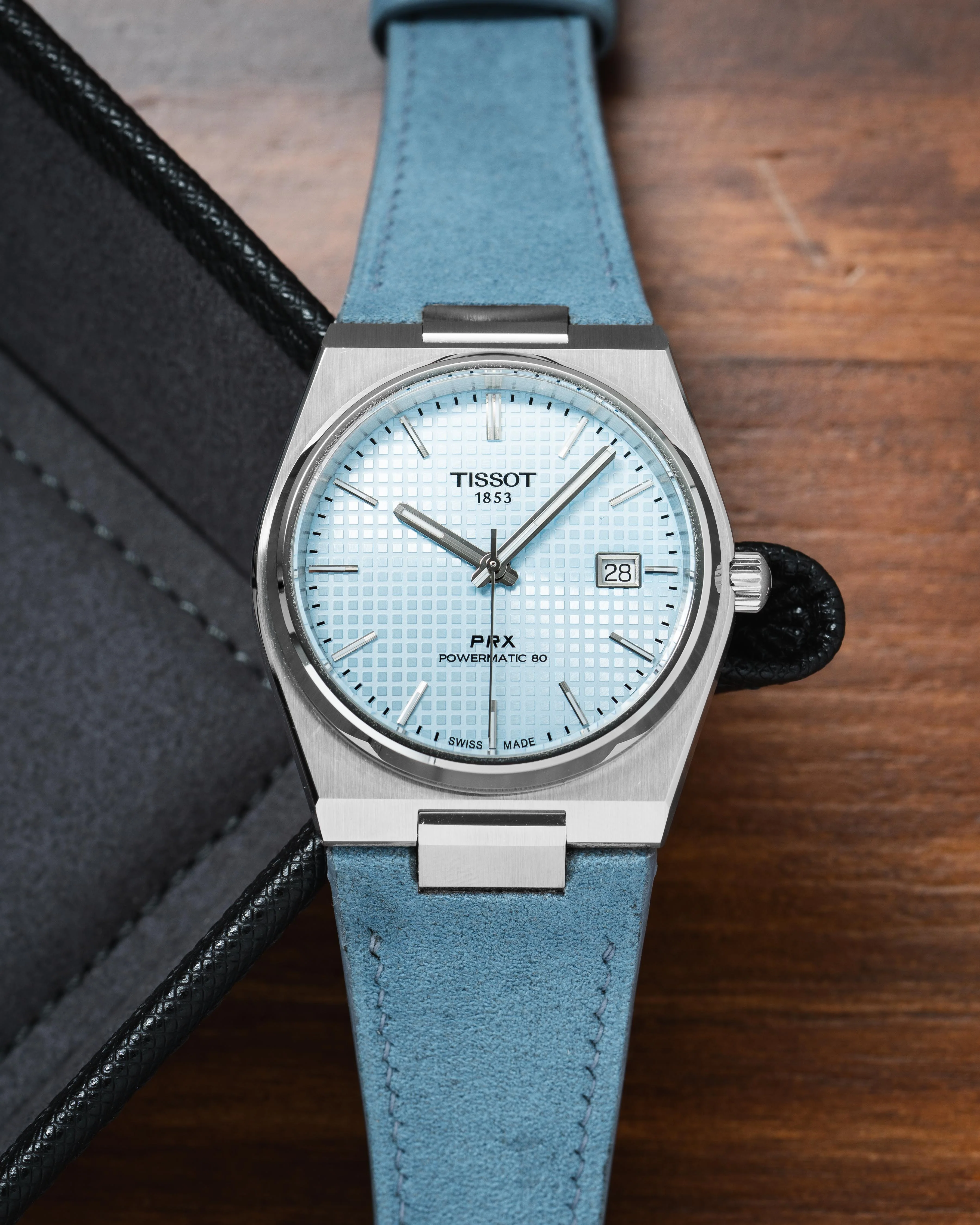Baby Blue Alcantara Strap for Tissot PRX - Image 2