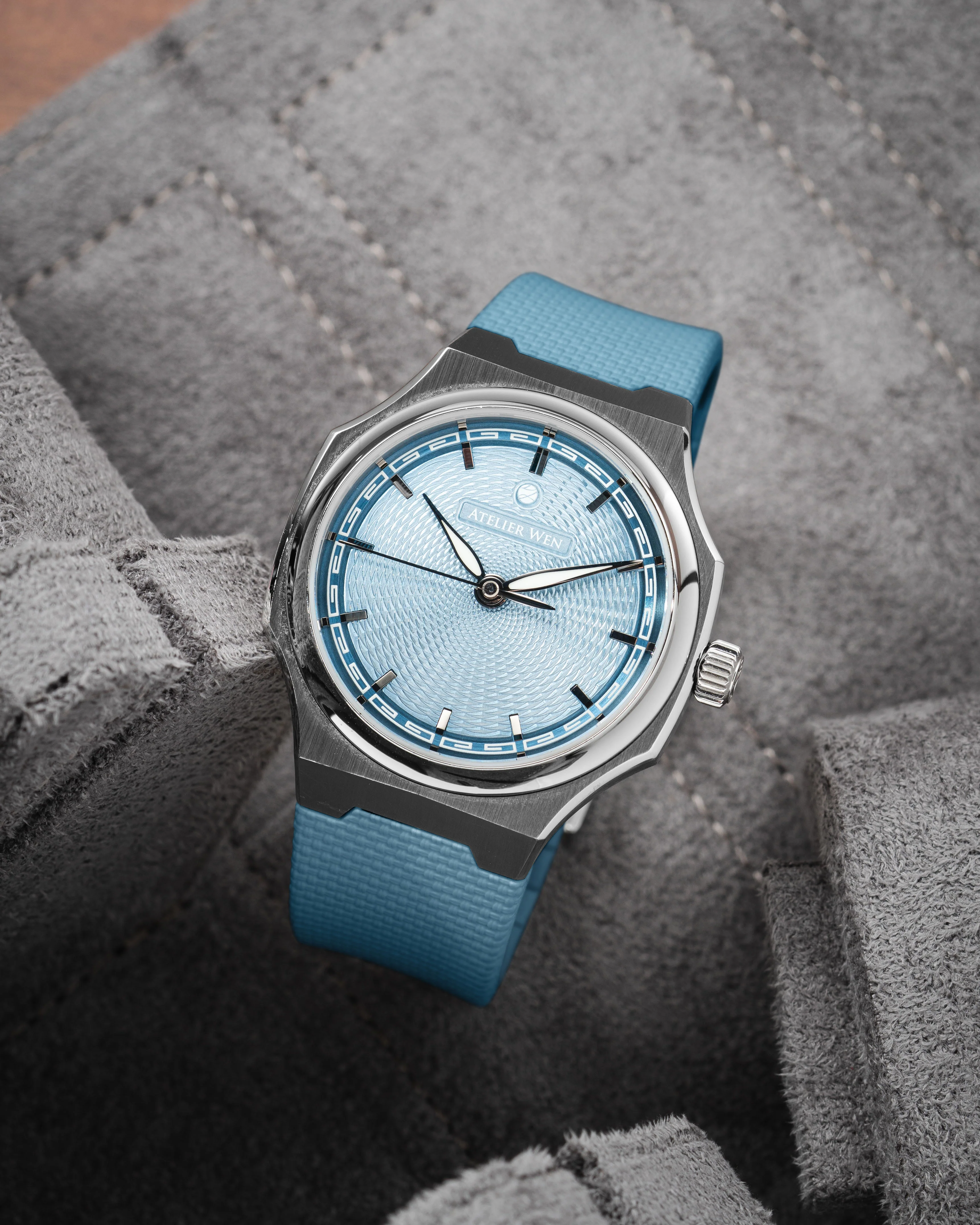 Baby Blue Sailcloth CTS Rubber Strap for Atelier Wen Perception - Image 4