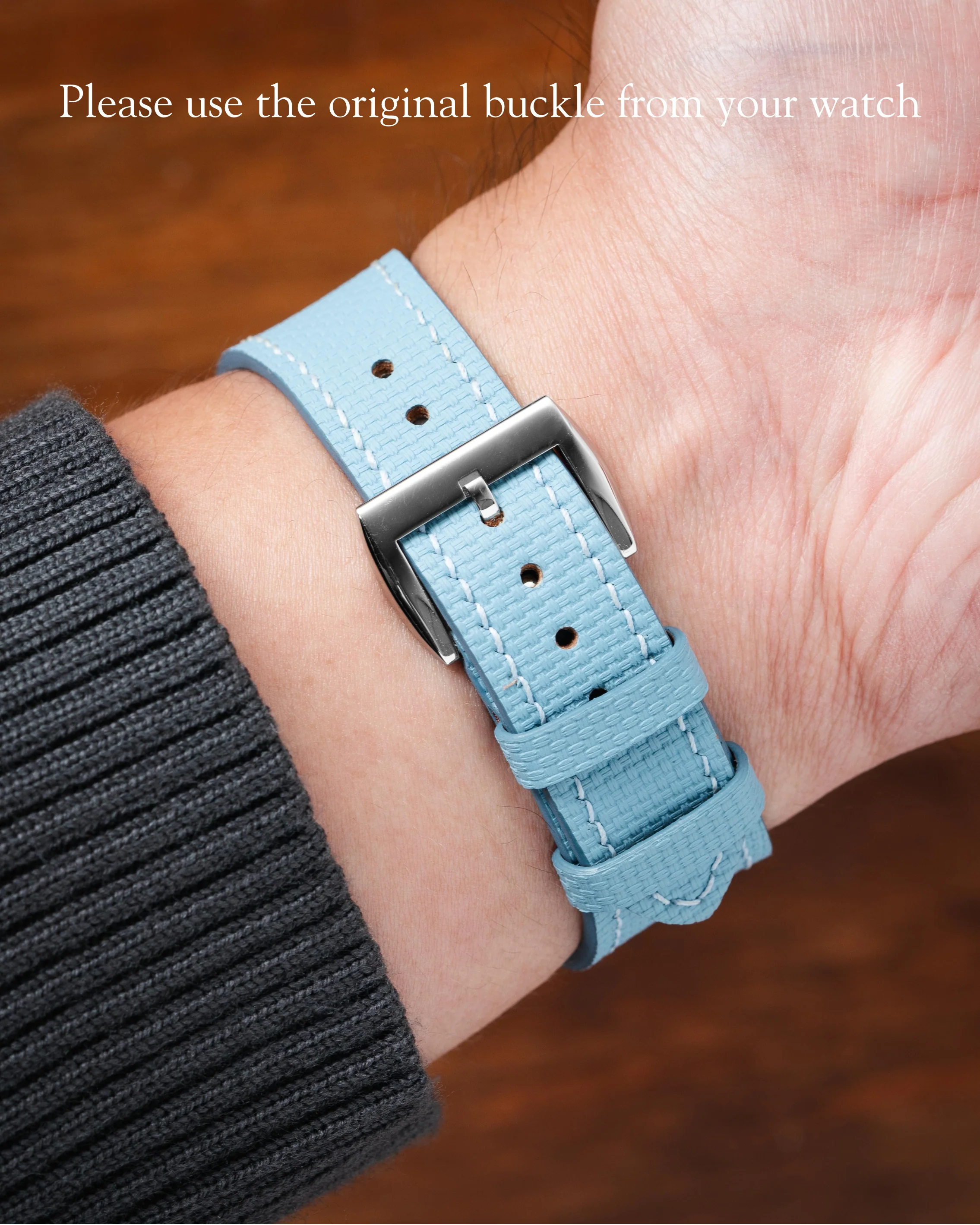 Baby Blue Sailcloth Slim Strap for De Bethune - Image 6