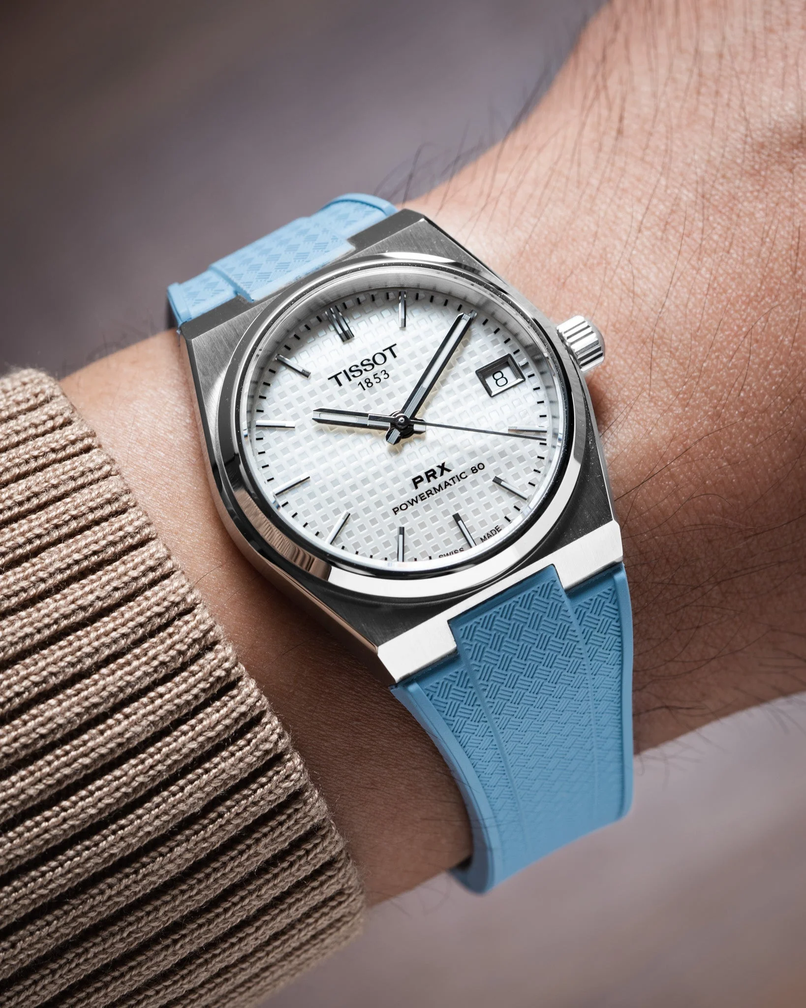 Baby Blue CTS Rubber Strap for Tissot PRX - Image 4