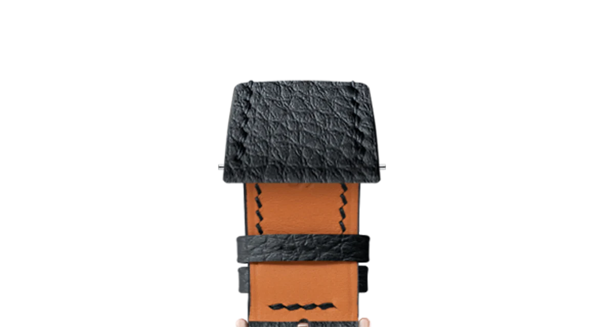 Black Rubberised Leather (Togo) Strap for Cartier Tank - Image 7