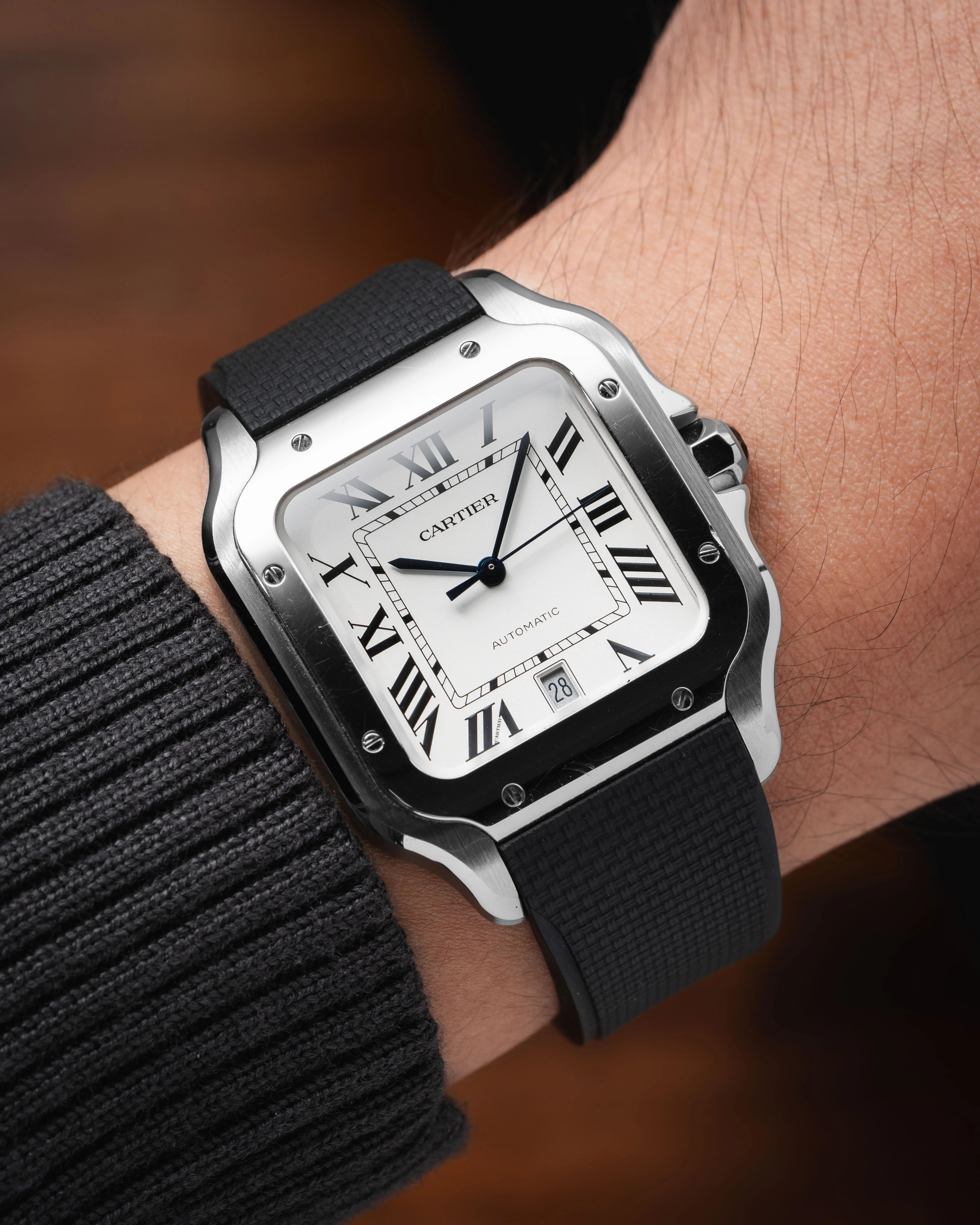 Black Sailcloth CTS Rubber Strap for Cartier Santos de Cartier - Image 3
