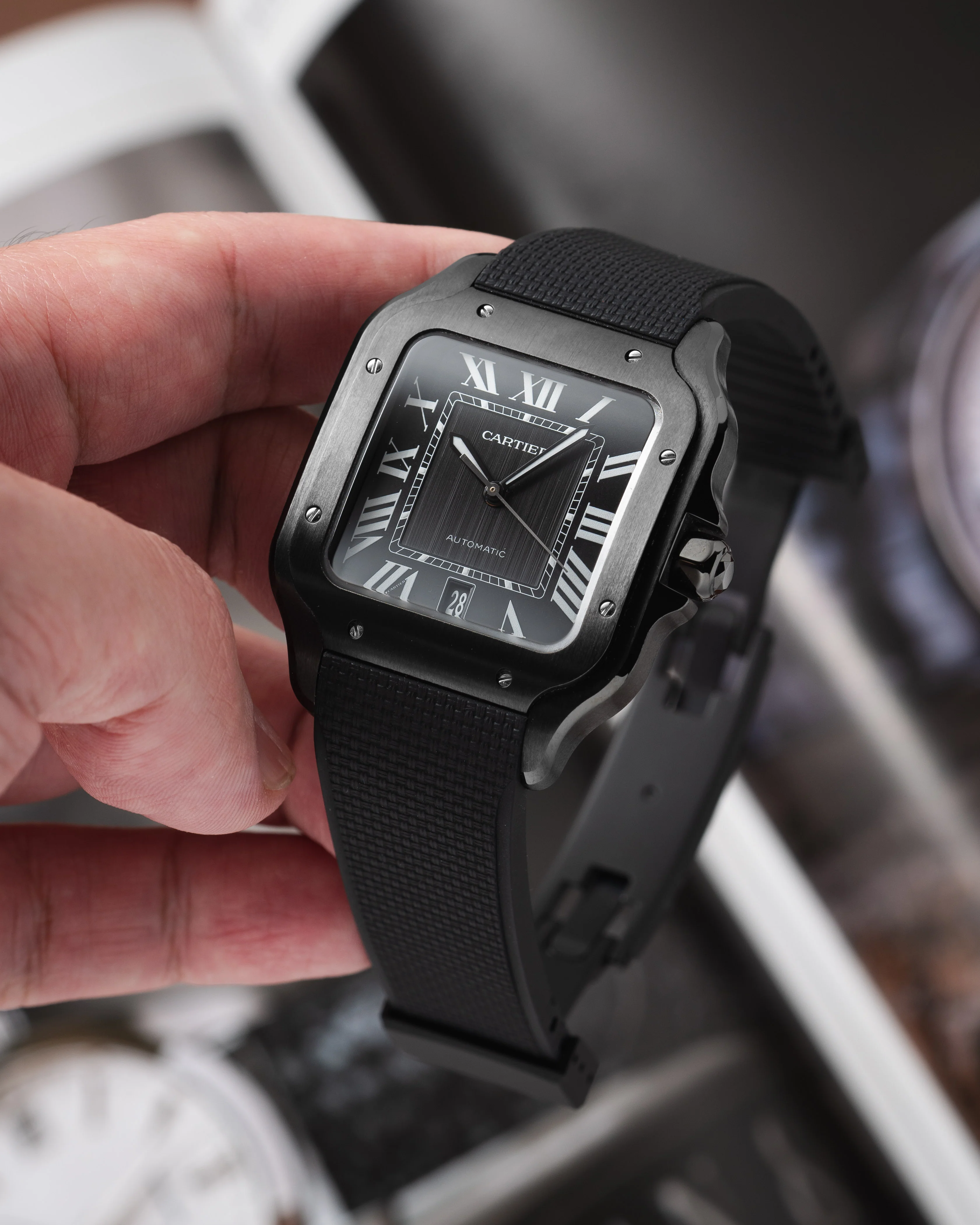 Black Sailcloth CTS Rubber Strap for Cartier Santos de Cartier - Image 4