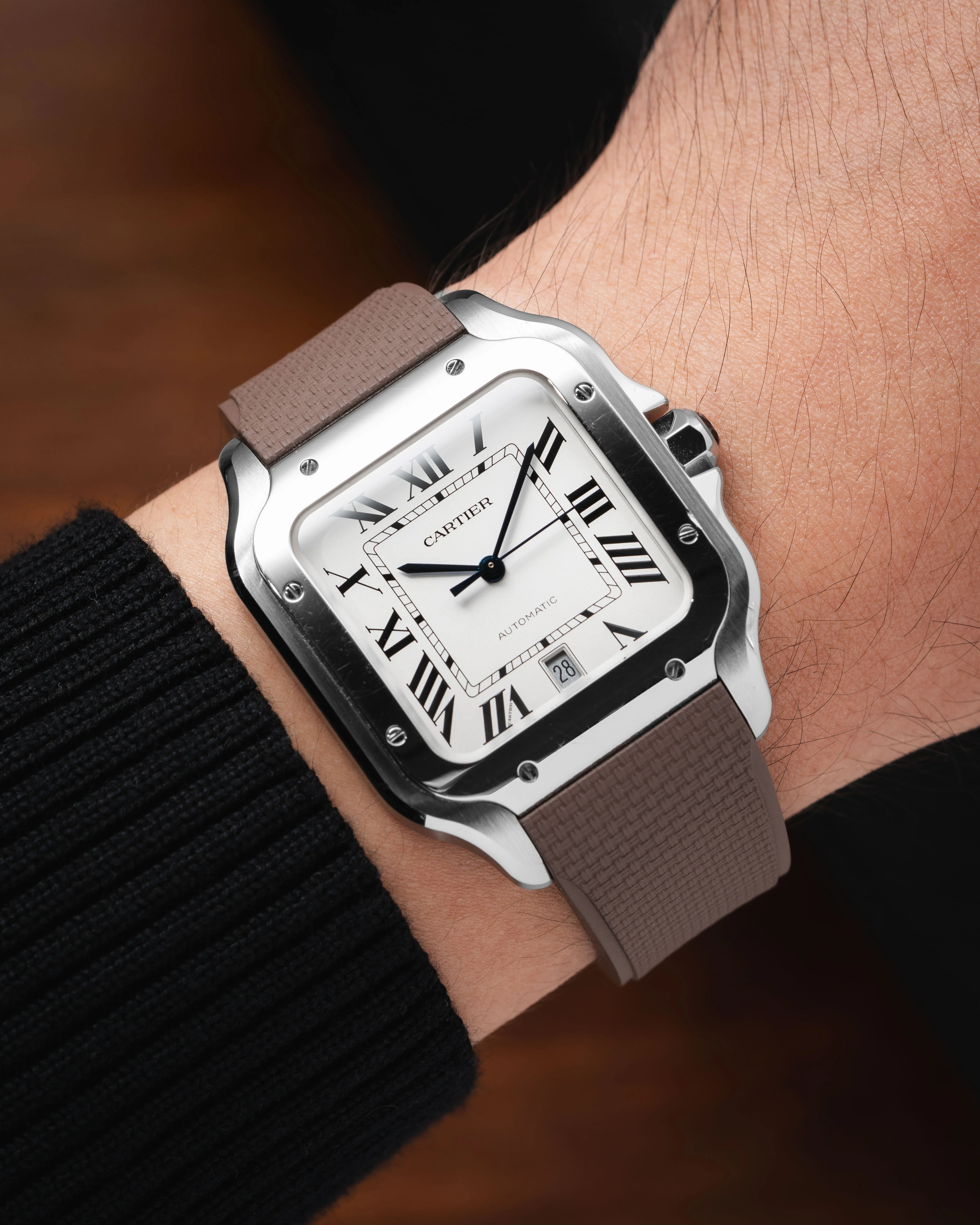 Brown Sailcloth CTS Rubber Strap for Cartier Santos de Cartier - Image 3