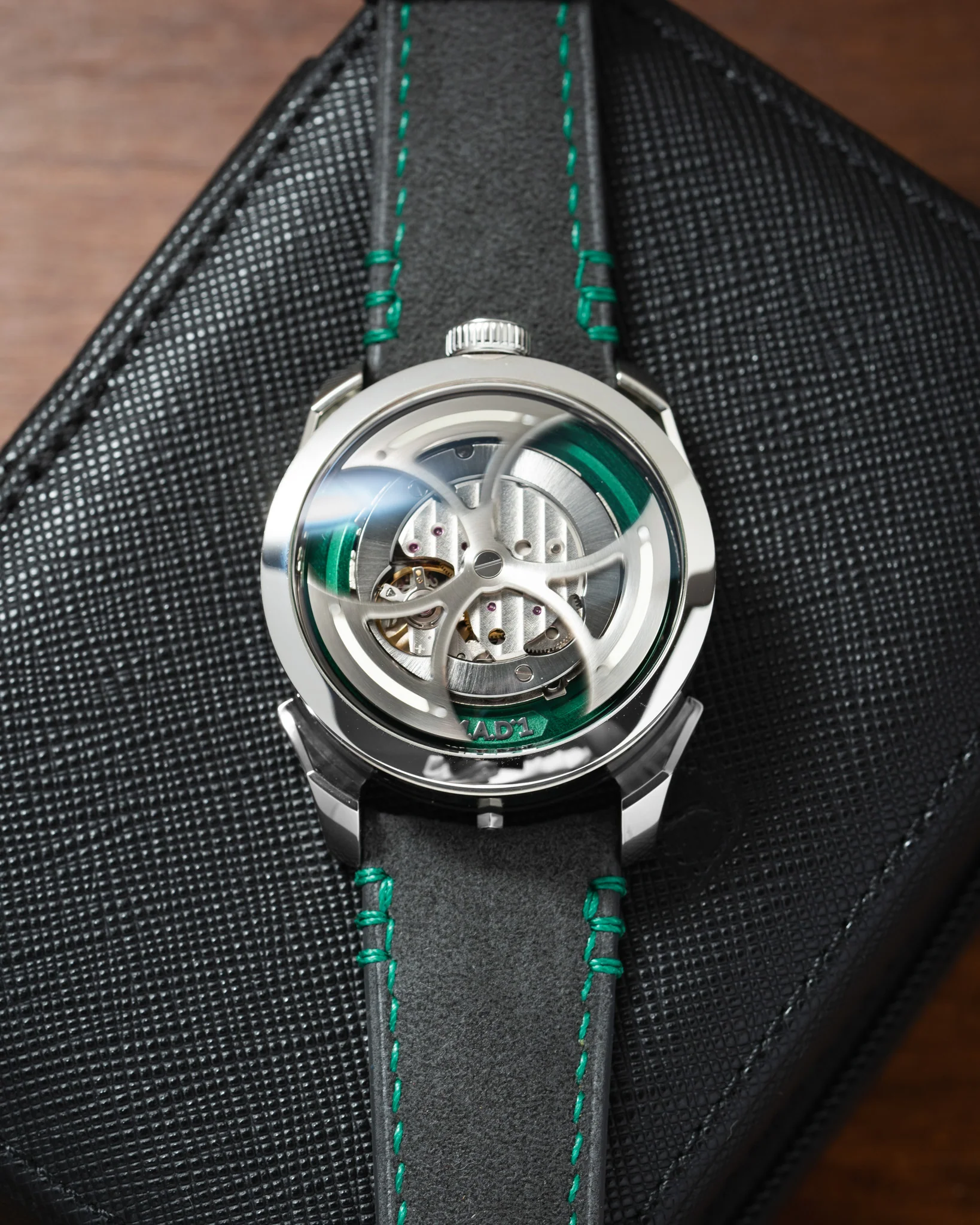 Dark Grey Alcantara (Green) Strap for MB&F MAD1 - Image 3