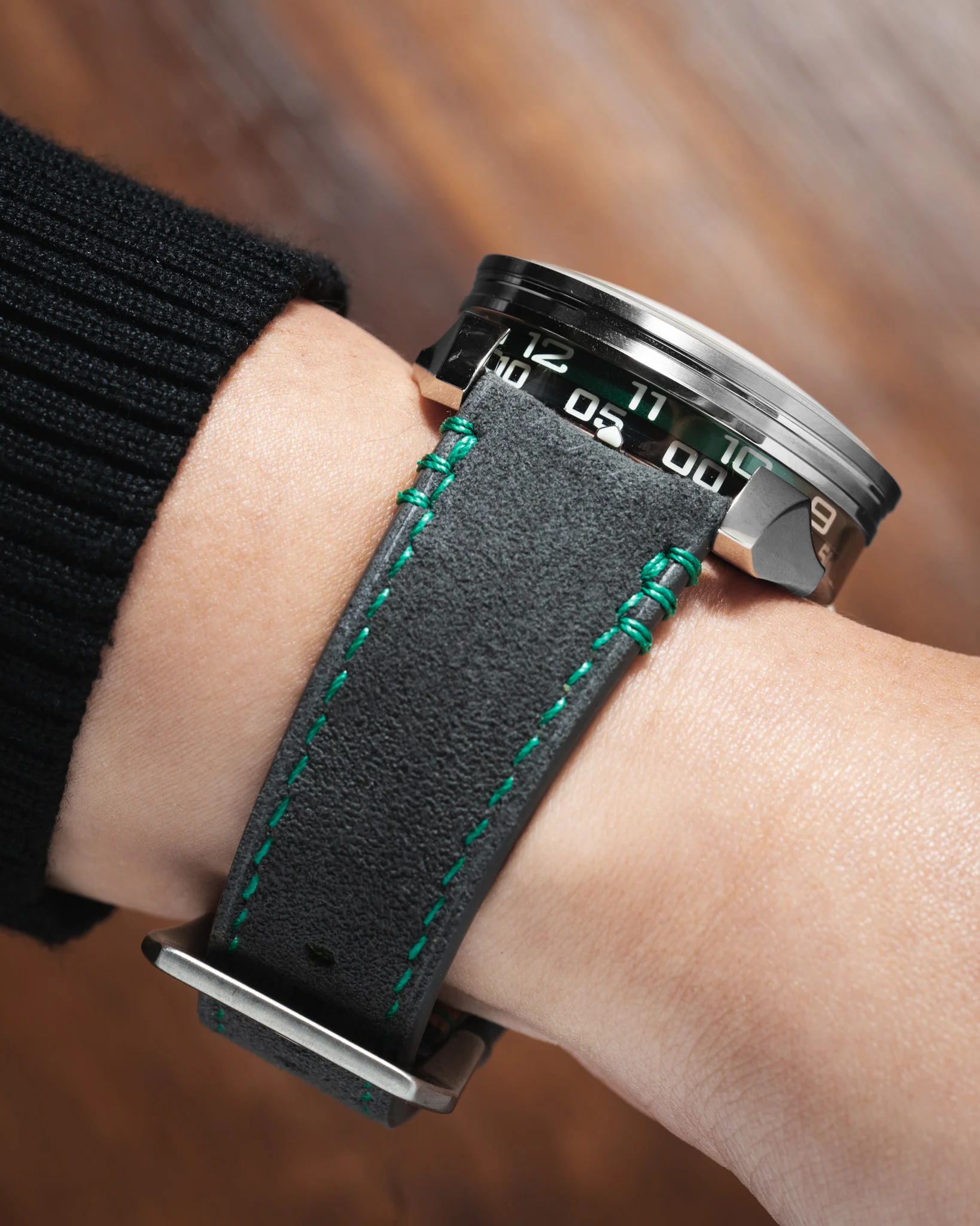 Dark Grey Alcantara (Green) Strap for MB&F MAD1 - Image 4