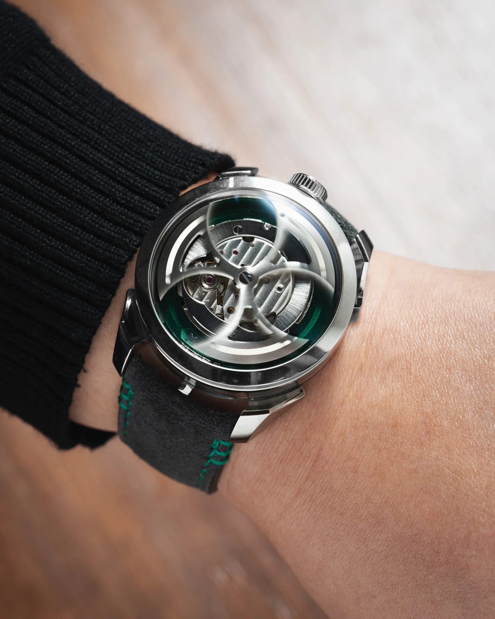 Dark Grey Alcantara (Green) Strap for MB&F MAD1 - Image 5