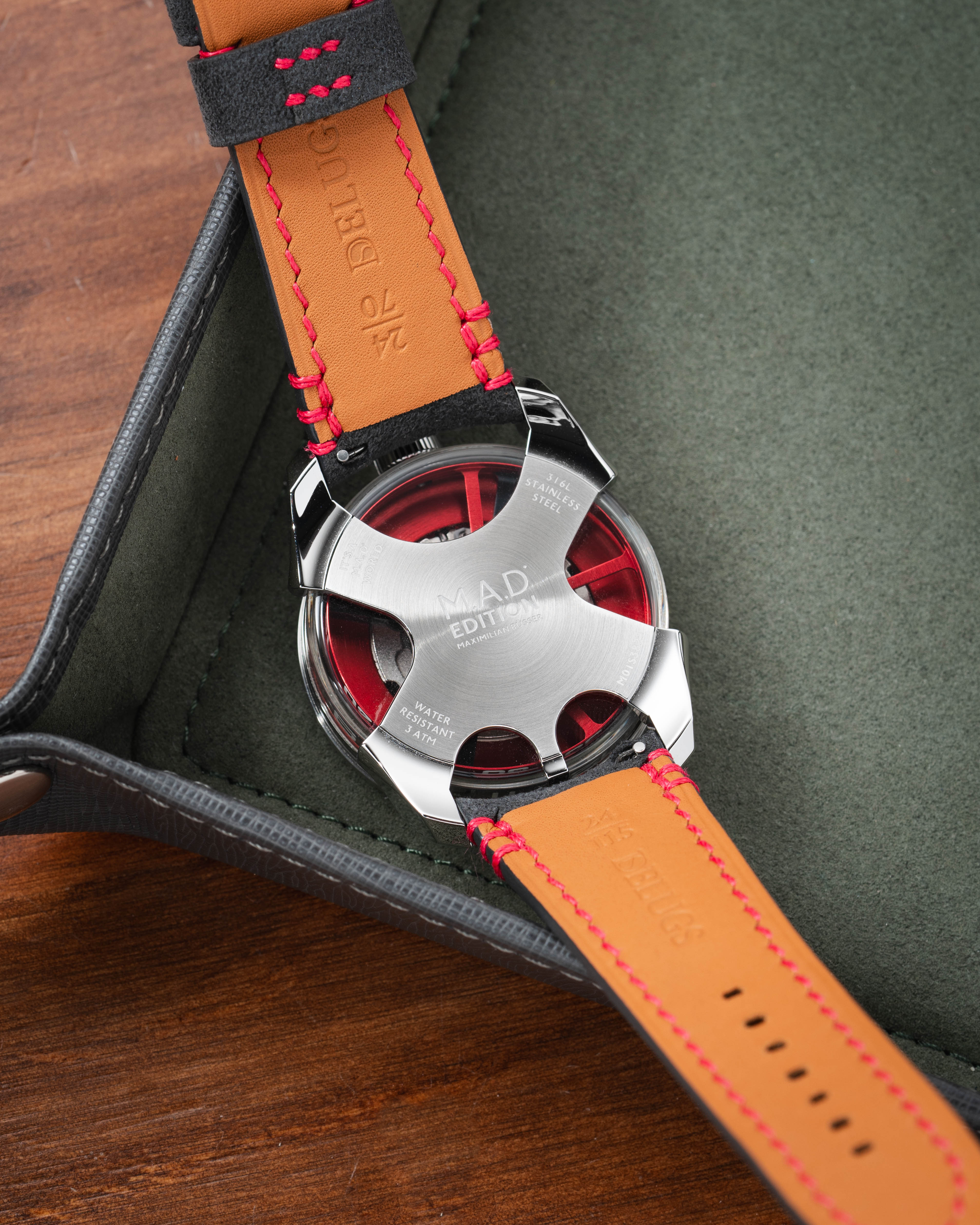 Dark Grey Alcantara (Red) Strap for MB&F MAD1 - Image 3