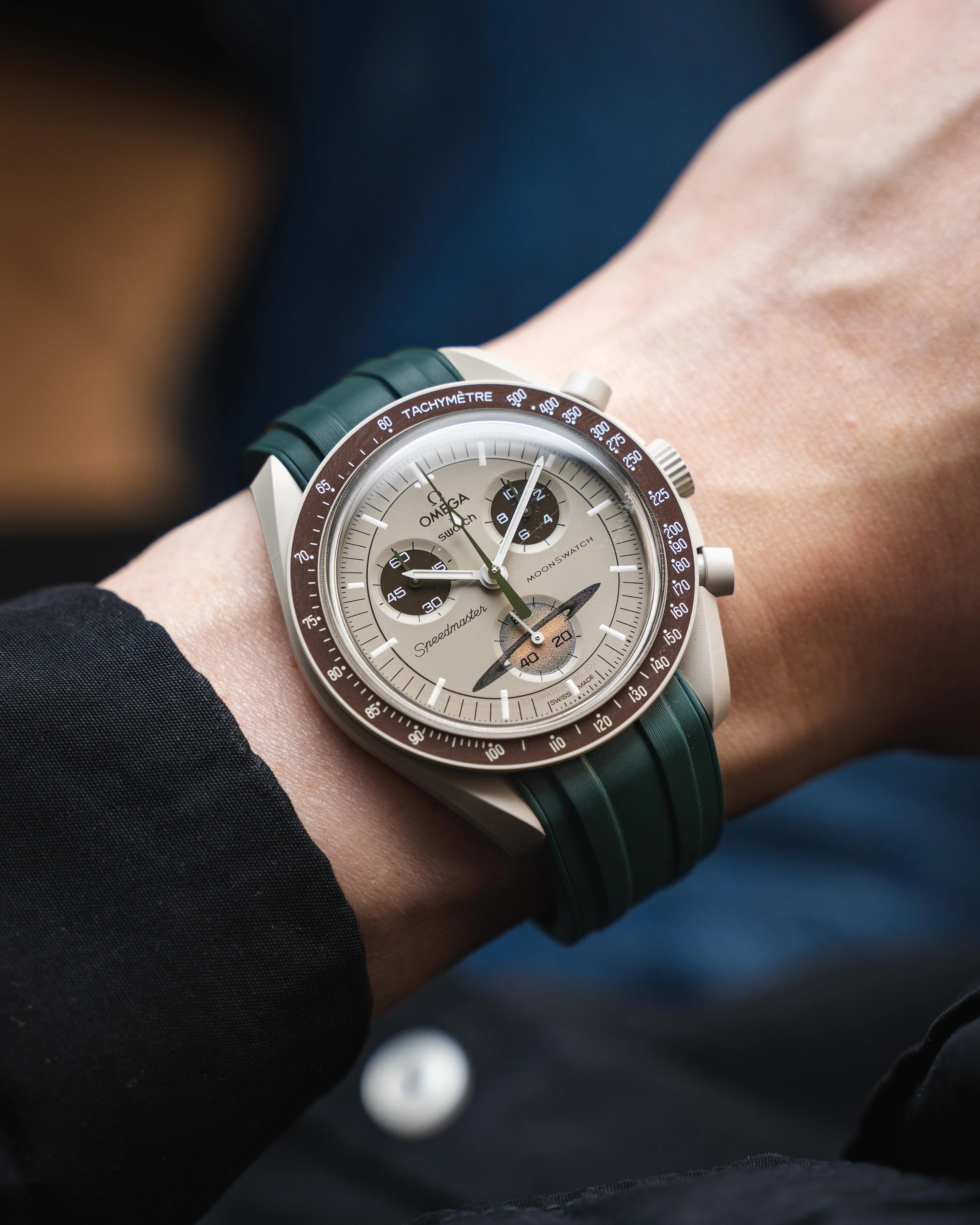 Emerald Green CTS Rubber Strap for Omega Speedmaster & Swatch MoonSwatch - Image 4