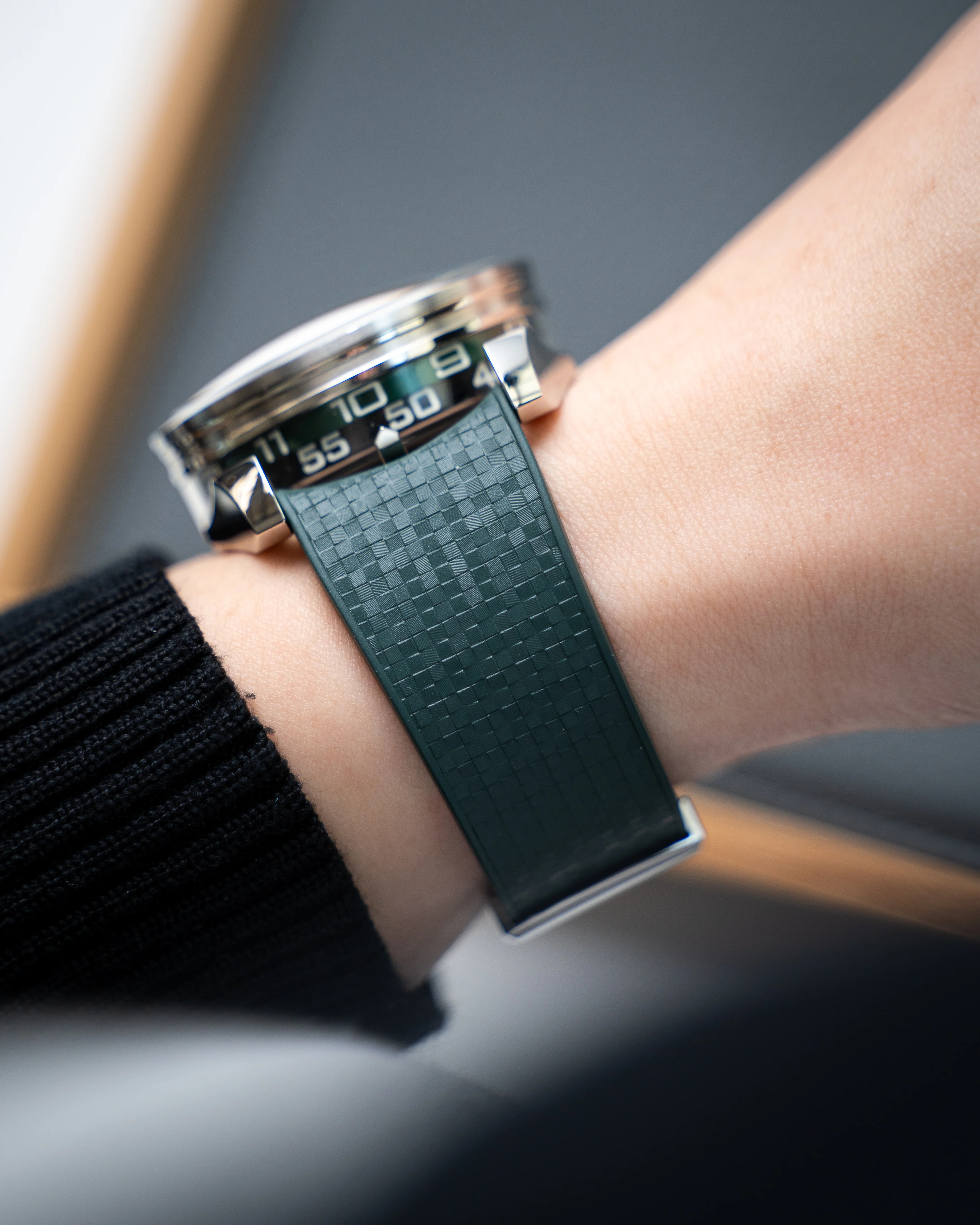 Emerald Green Curved CTS Rubber Strap for MB&F MAD1 - Image 3