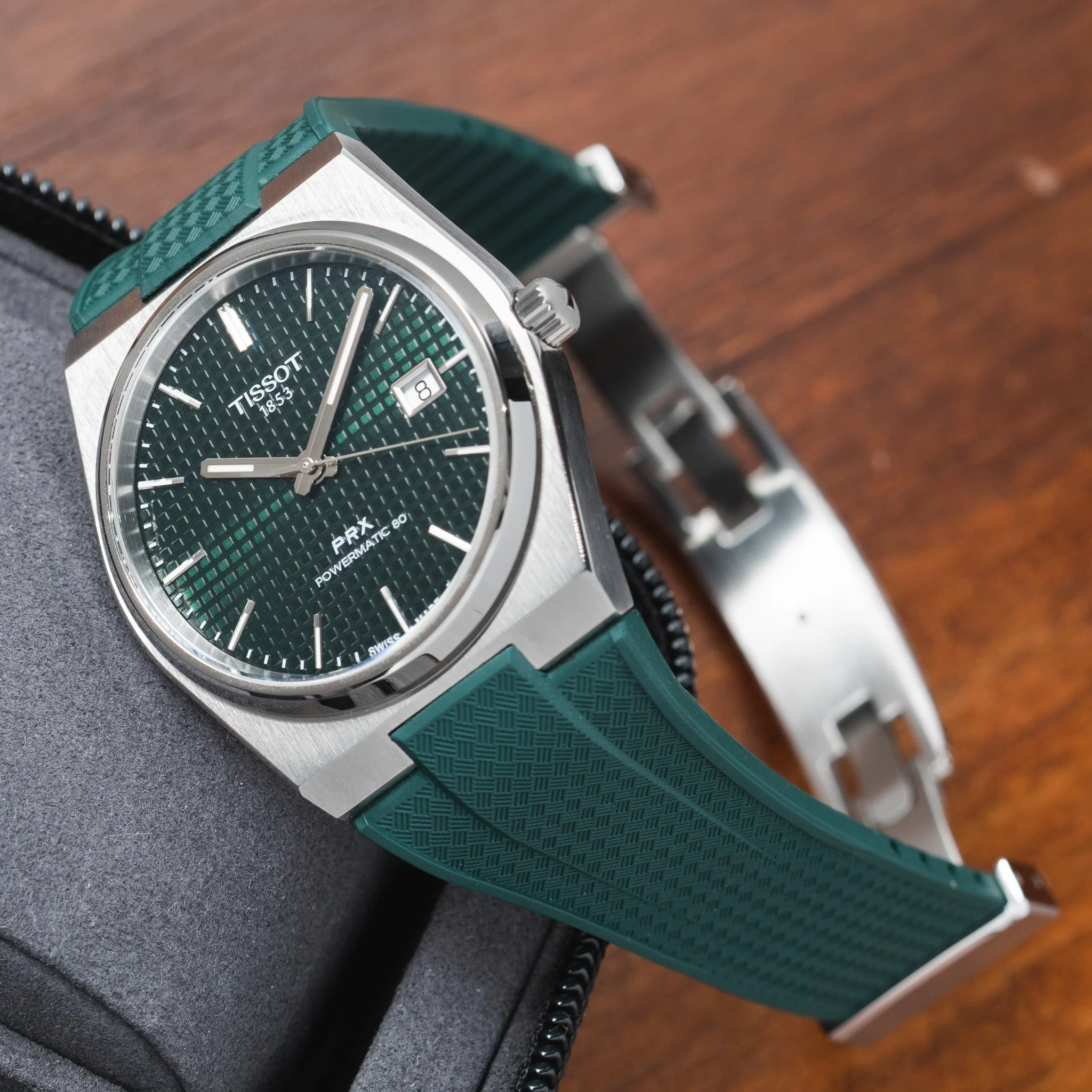 Emerald Green CTS Rubber Strap for Tissot PRX - Image 3