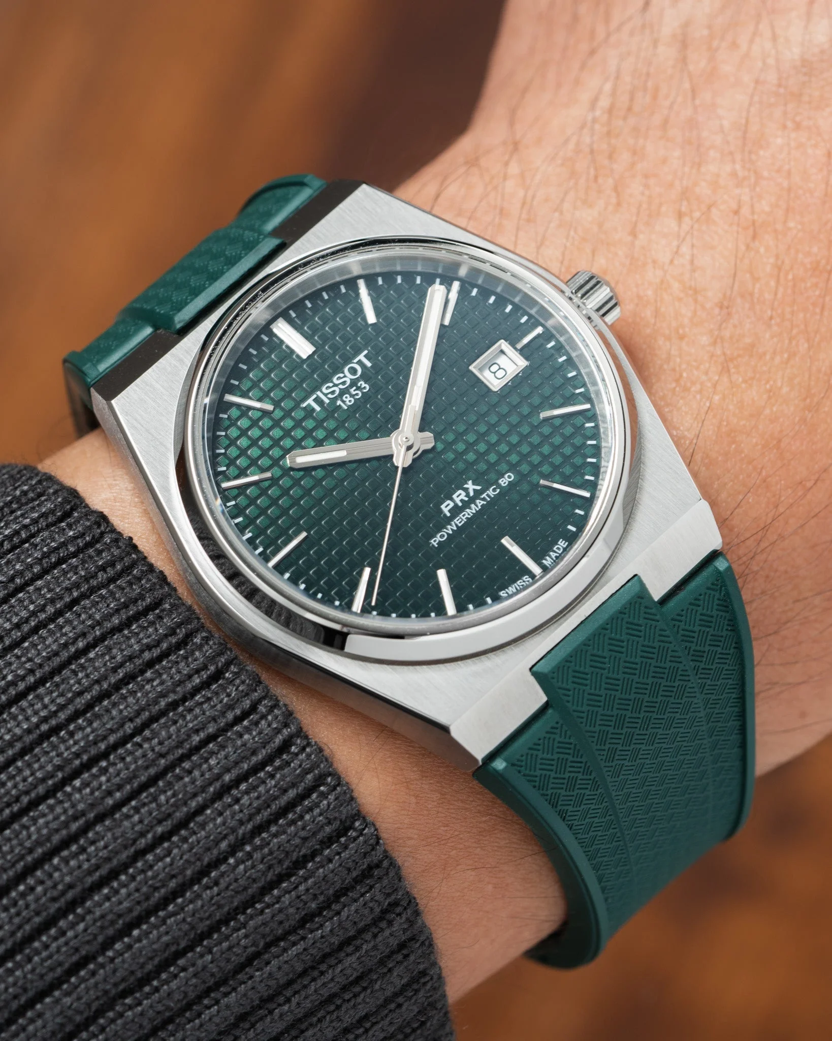 Emerald Green CTS Rubber Strap for Tissot PRX - Image 4