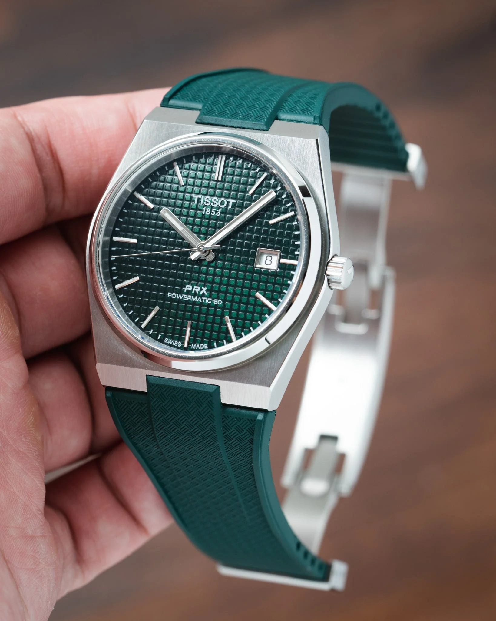 Emerald Green CTS Rubber Strap for Tissot PRX - Image 5