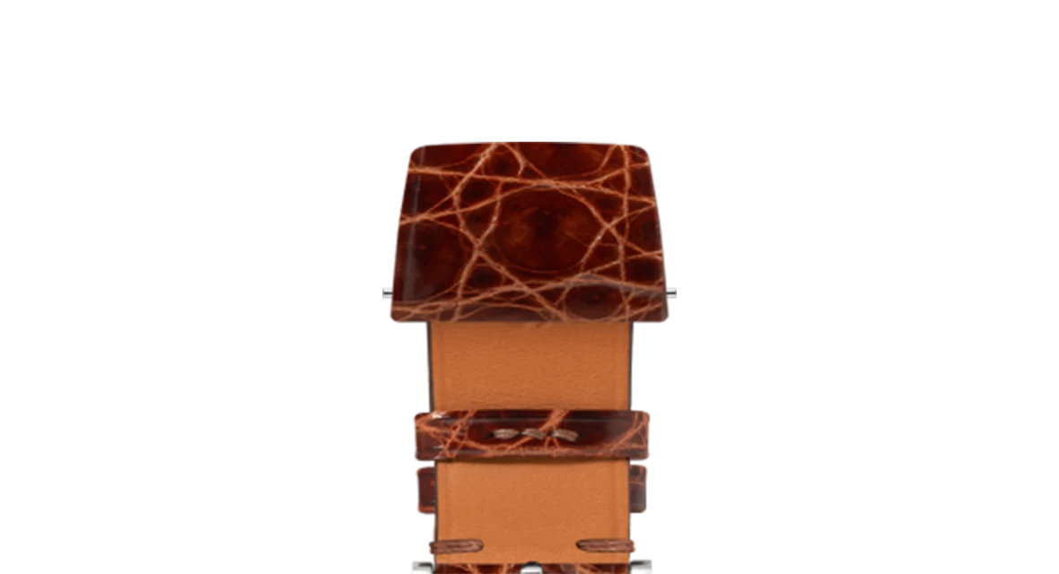 Glossy Caramel Crocodile Flank Stitchless Strap - Image 4