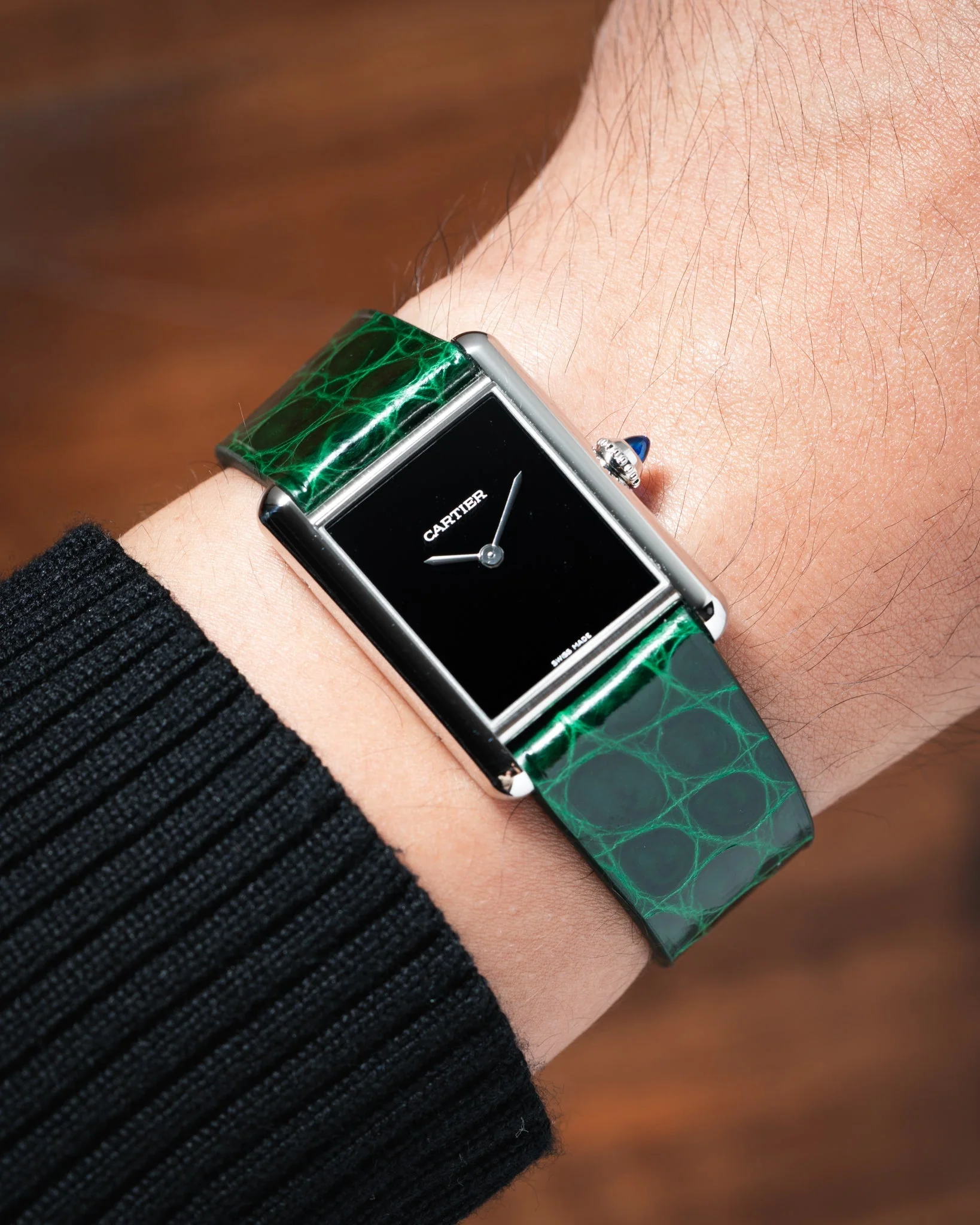 Glossy Emerald Crocodile Flank Stitchless Strap - Image 3