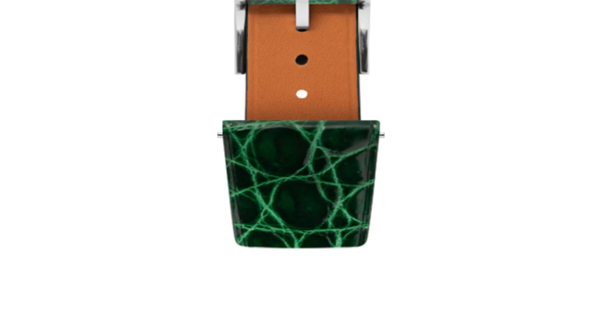 Glossy Emerald Crocodile Flank Stitchless Strap - Image 4