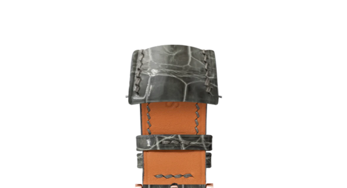 Overstock: Glossy Grey Crocodile Signature (Curved) Strap - Image 5