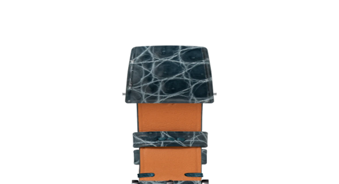 Glossy Lagoon Blue Crocodile Flank Stitchless Strap - Image 10