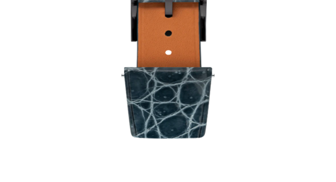 Glossy Lagoon Blue Crocodile Flank Stitchless Strap - Image 11