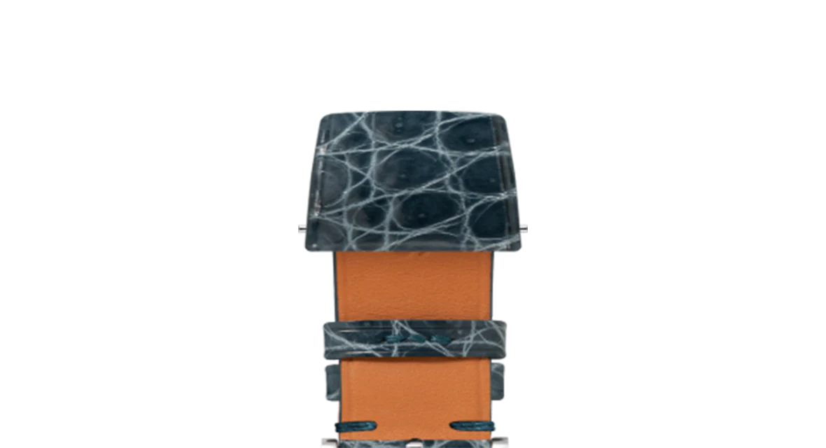 Glossy Lagoon Blue Crocodile Flank Stitchless Strap - Image 4
