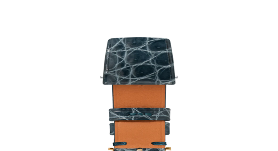 Glossy Lagoon Blue Crocodile Flank Stitchless Strap - Image 8