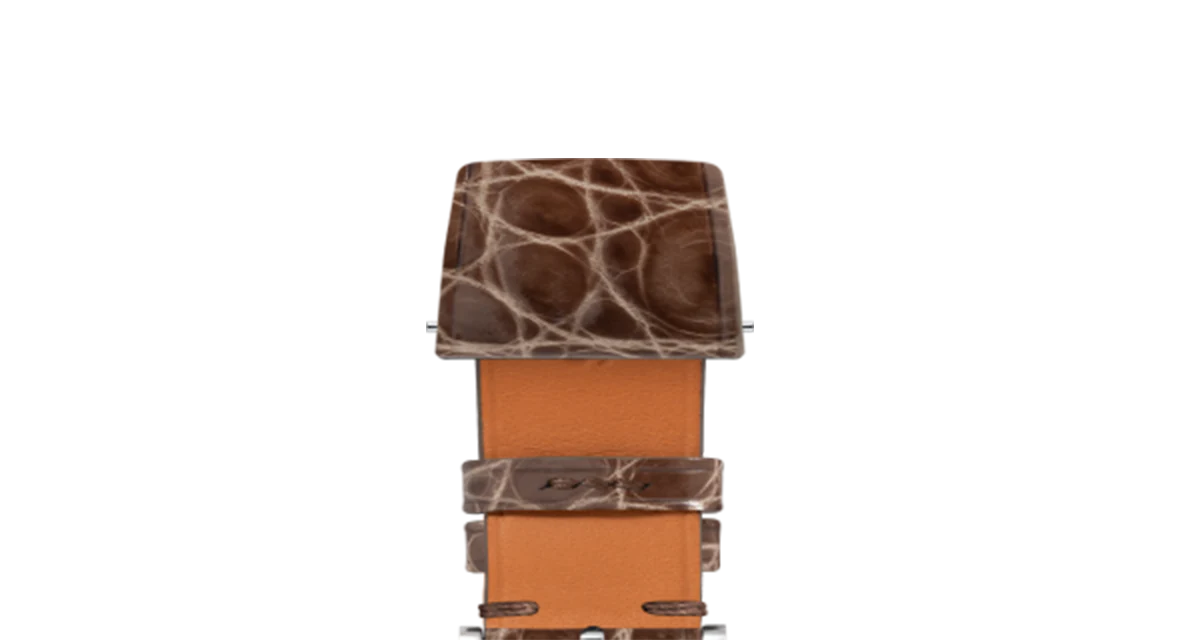 Glossy Taupe Brown Crocodile Flank Stitchless Strap - Image 4