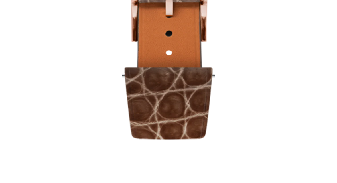 Glossy Taupe Brown Crocodile Flank Stitchless Strap - Image 7