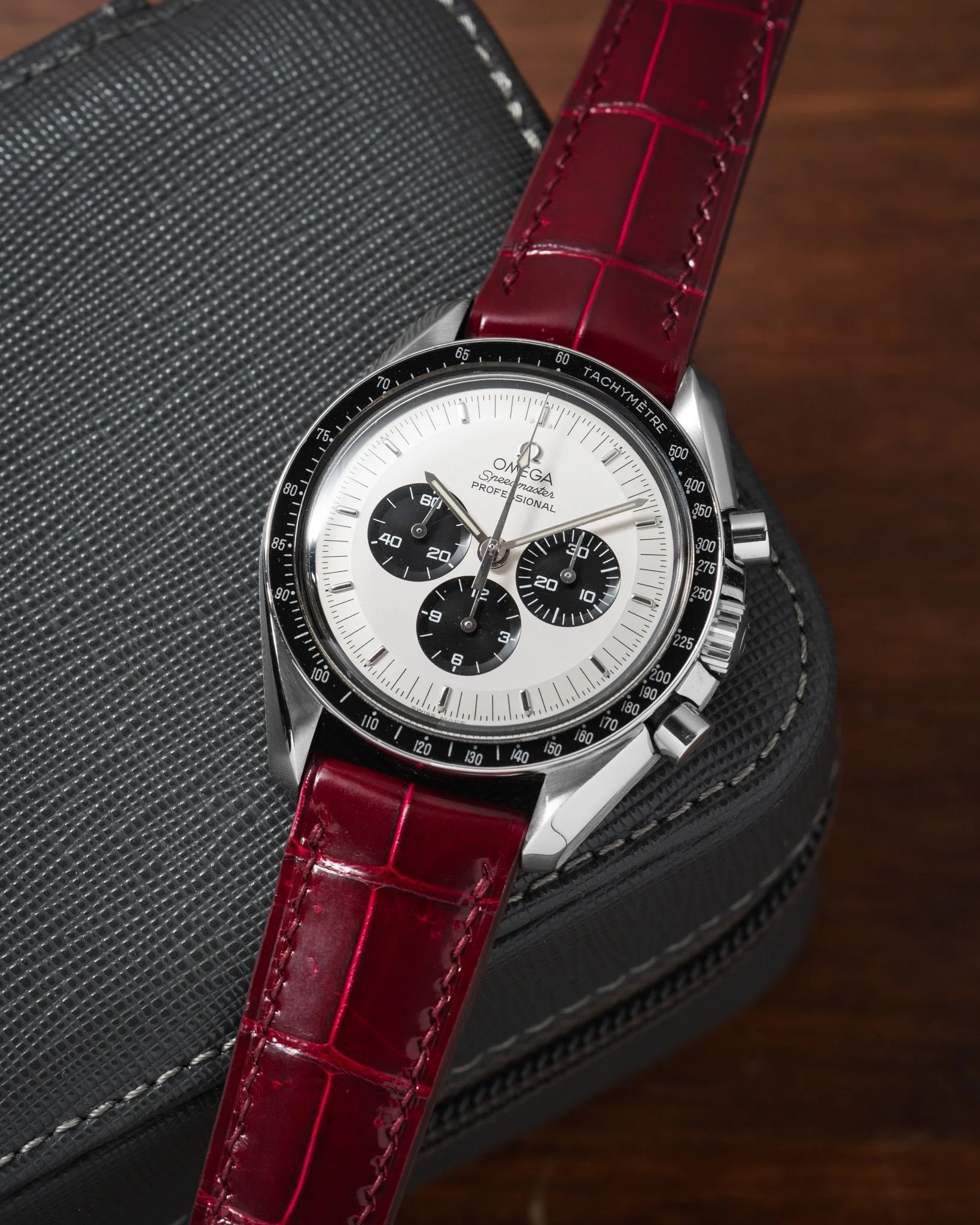 Glossy Wine Red Crocodile Signature Strap - Image 3