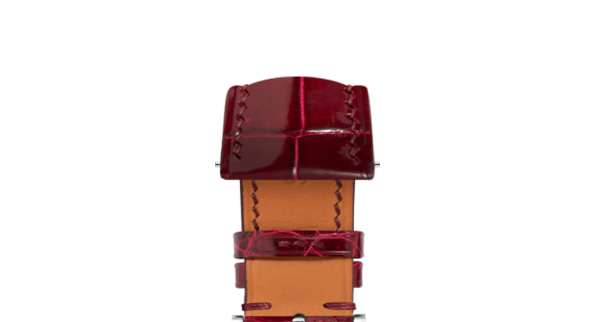 Glossy Wine Red Crocodile Signature Strap - Image 4