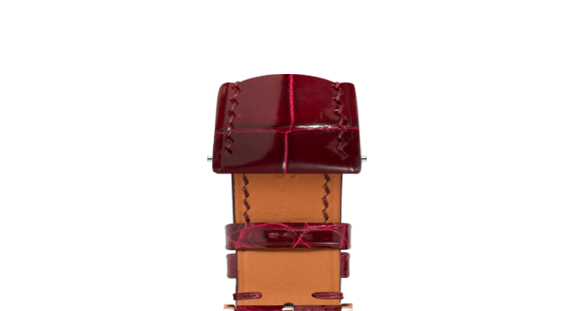 Glossy Wine Red Crocodile Signature Strap - Image 6