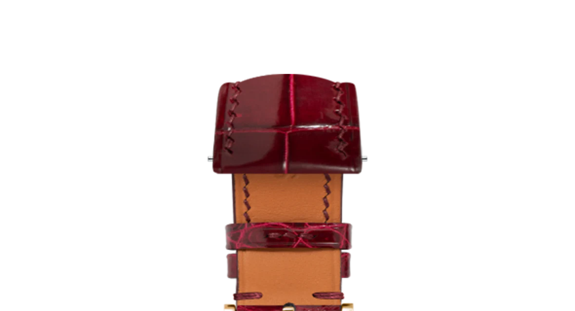 Glossy Wine Red Crocodile Signature Strap - Image 8