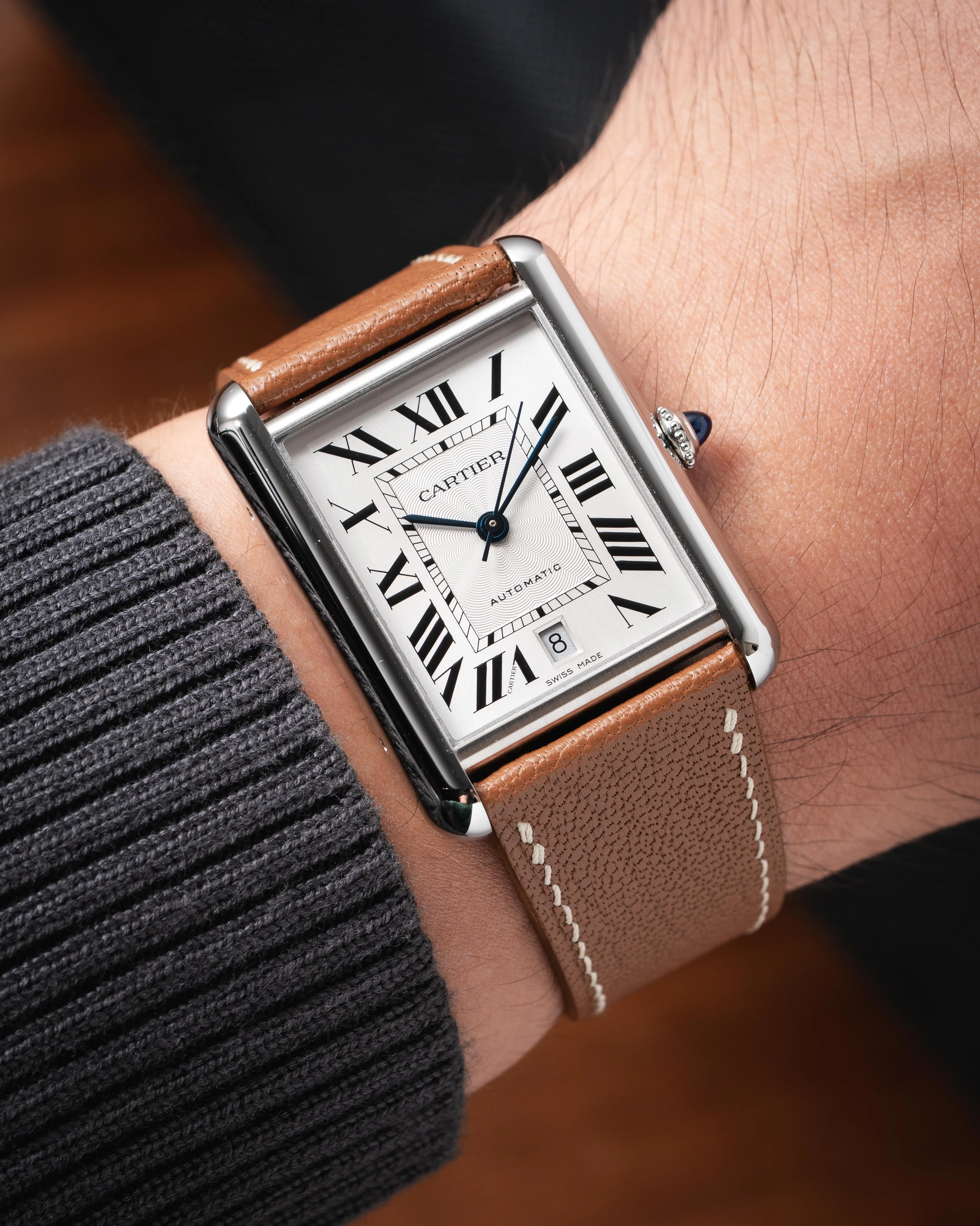 Gold Chevre Strap for Cartier Tank - Image 3