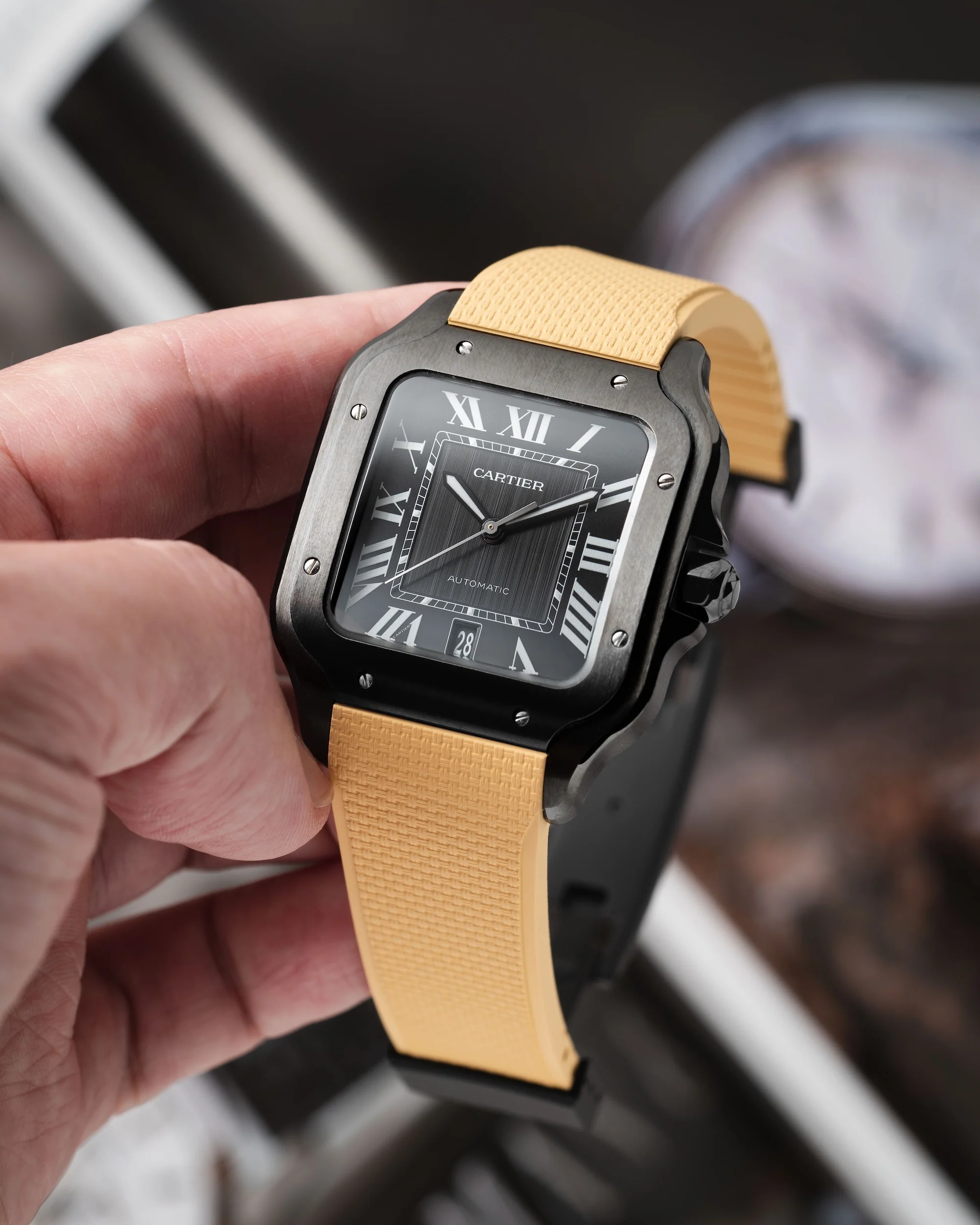 Gold Sailcloth CTS Rubber Strap for Cartier Santos de Cartier - Image 4
