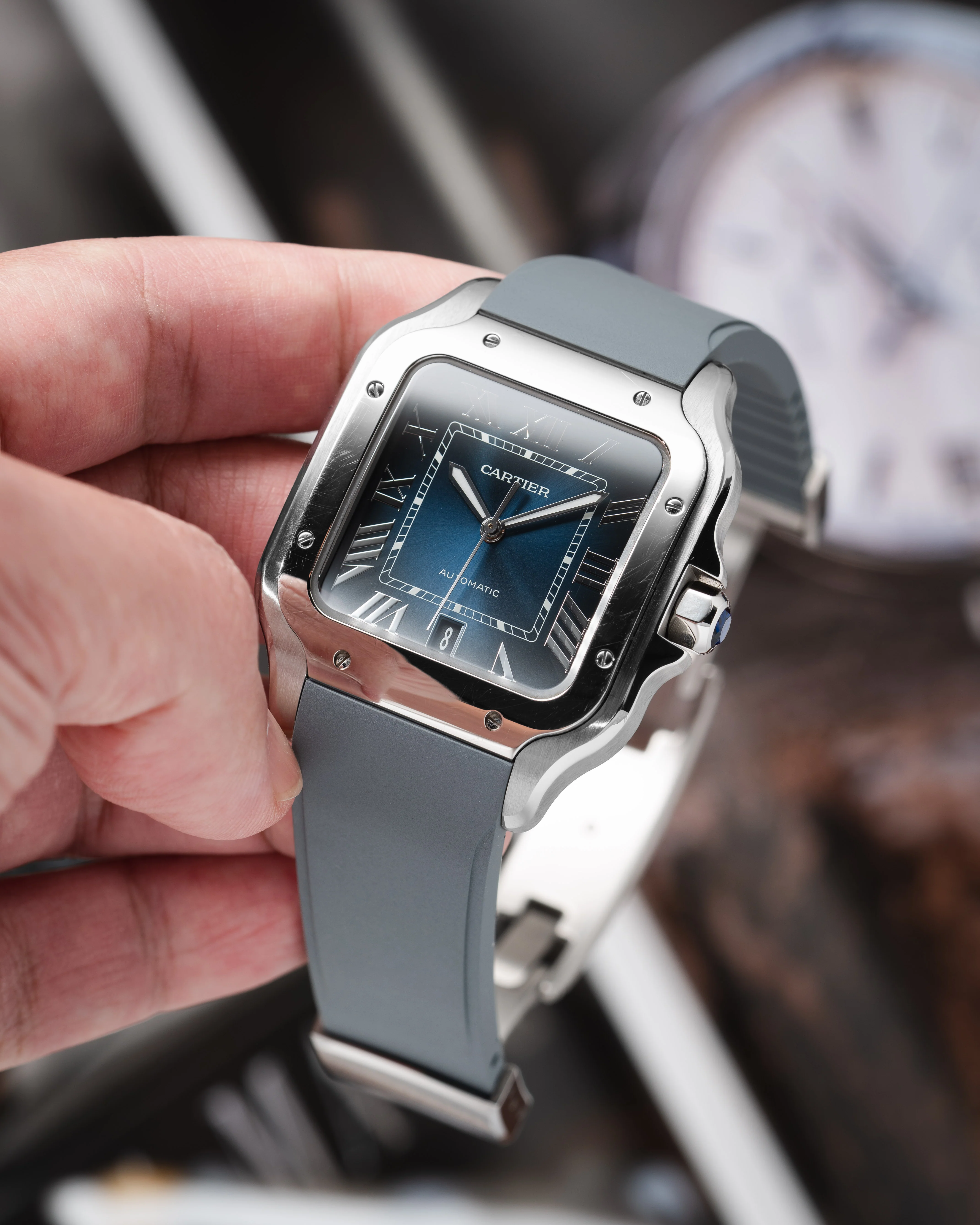 Grey CTS Rubber Strap for Cartier Santos de Cartier - Image 4
