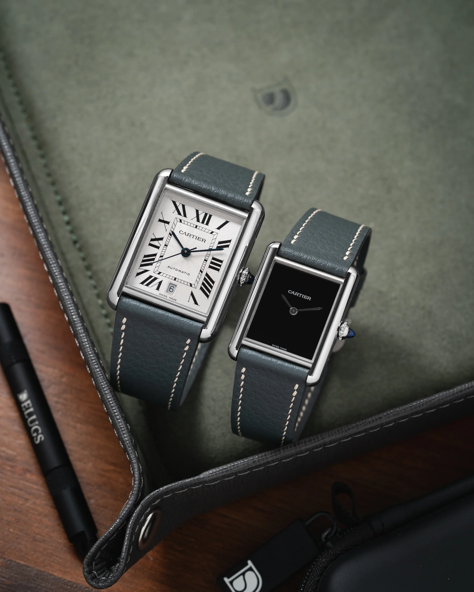 Grey Rubberised Leather (Togo) Strap for Cartier Tank - Image 3