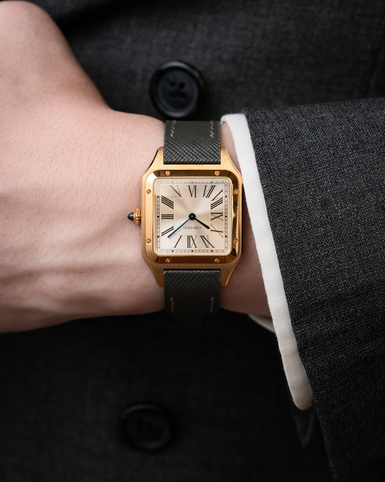 Grey Saffiano Strap for Cartier Santos-Dumont - Image 4