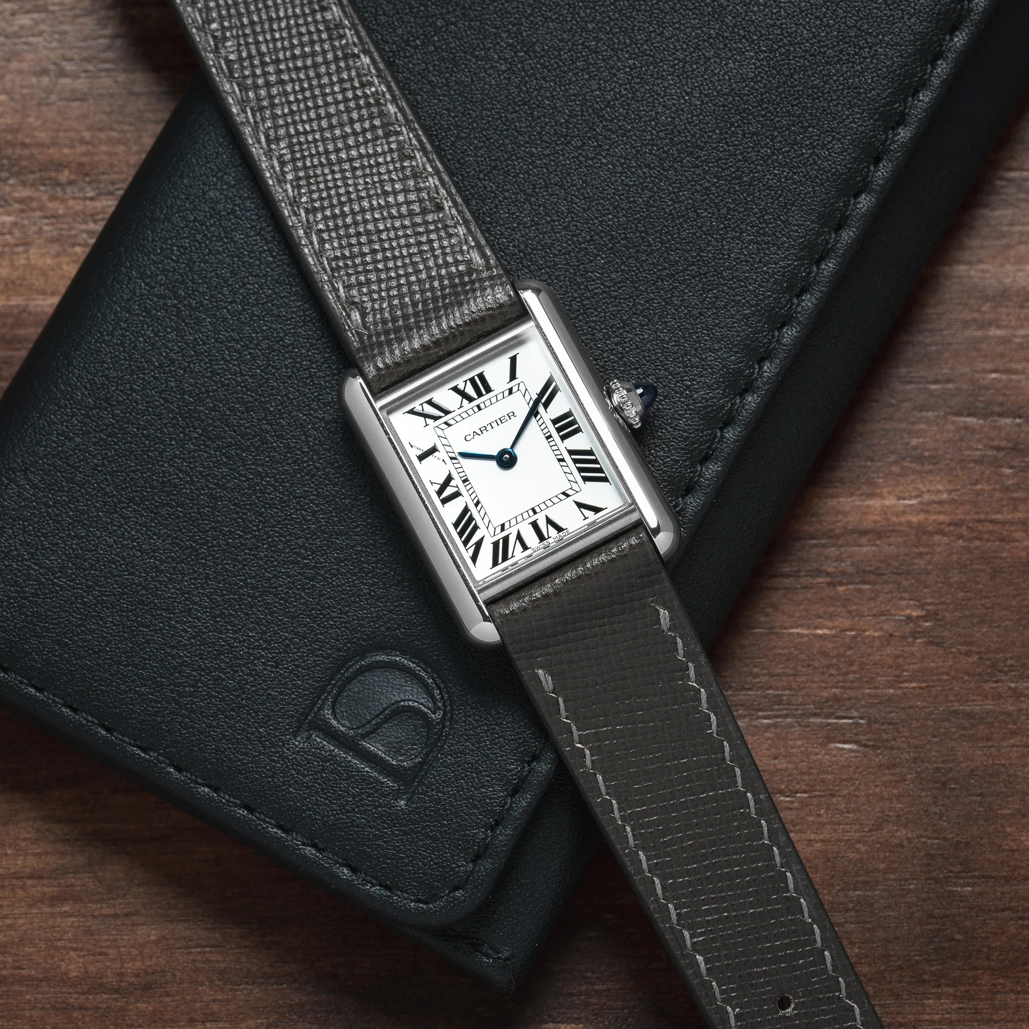 Grey Saffiano Strap for Cartier Tank - Image 3