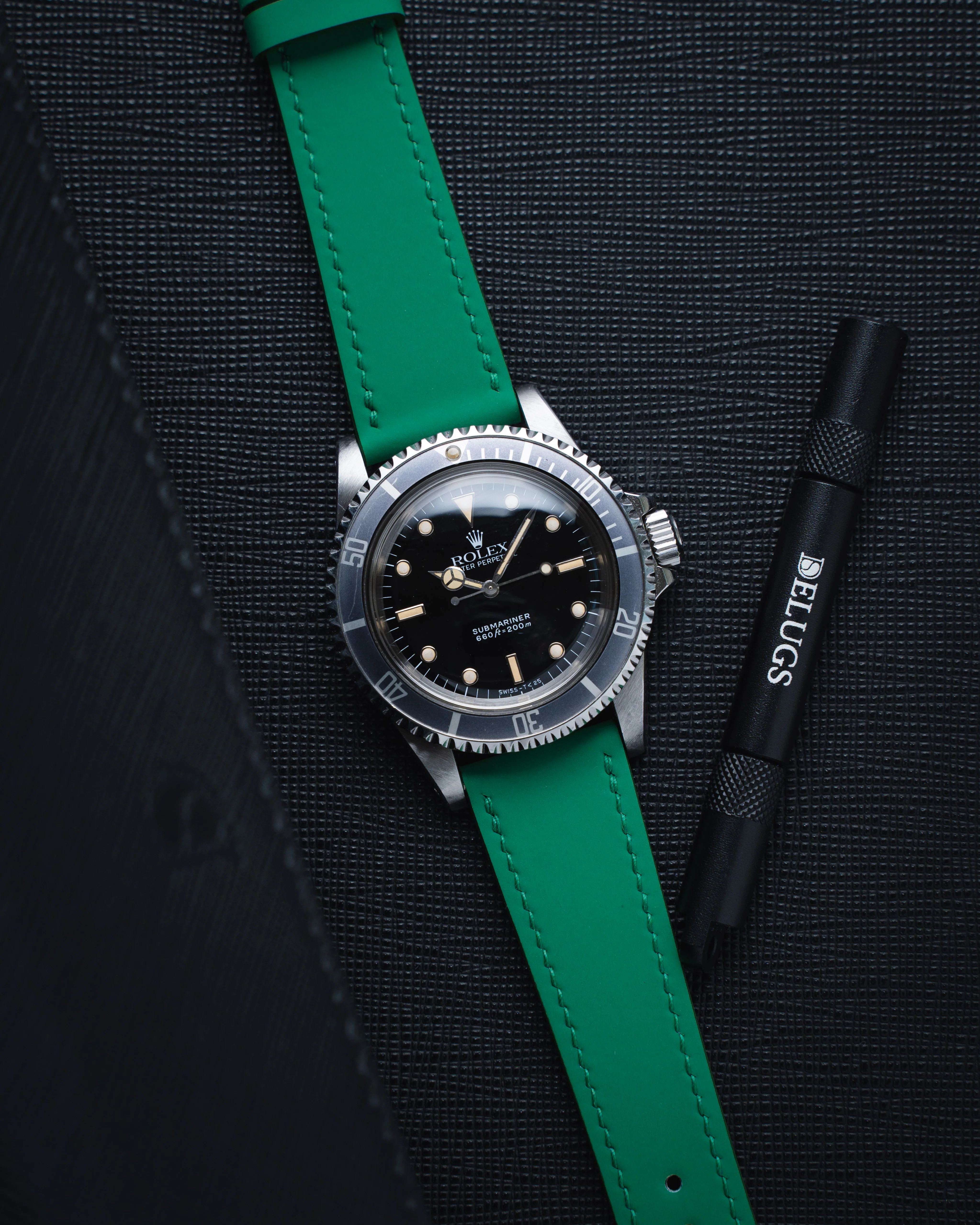 Kelly Green Rubberised Leather (Smooth) Slim Strap - Image 5