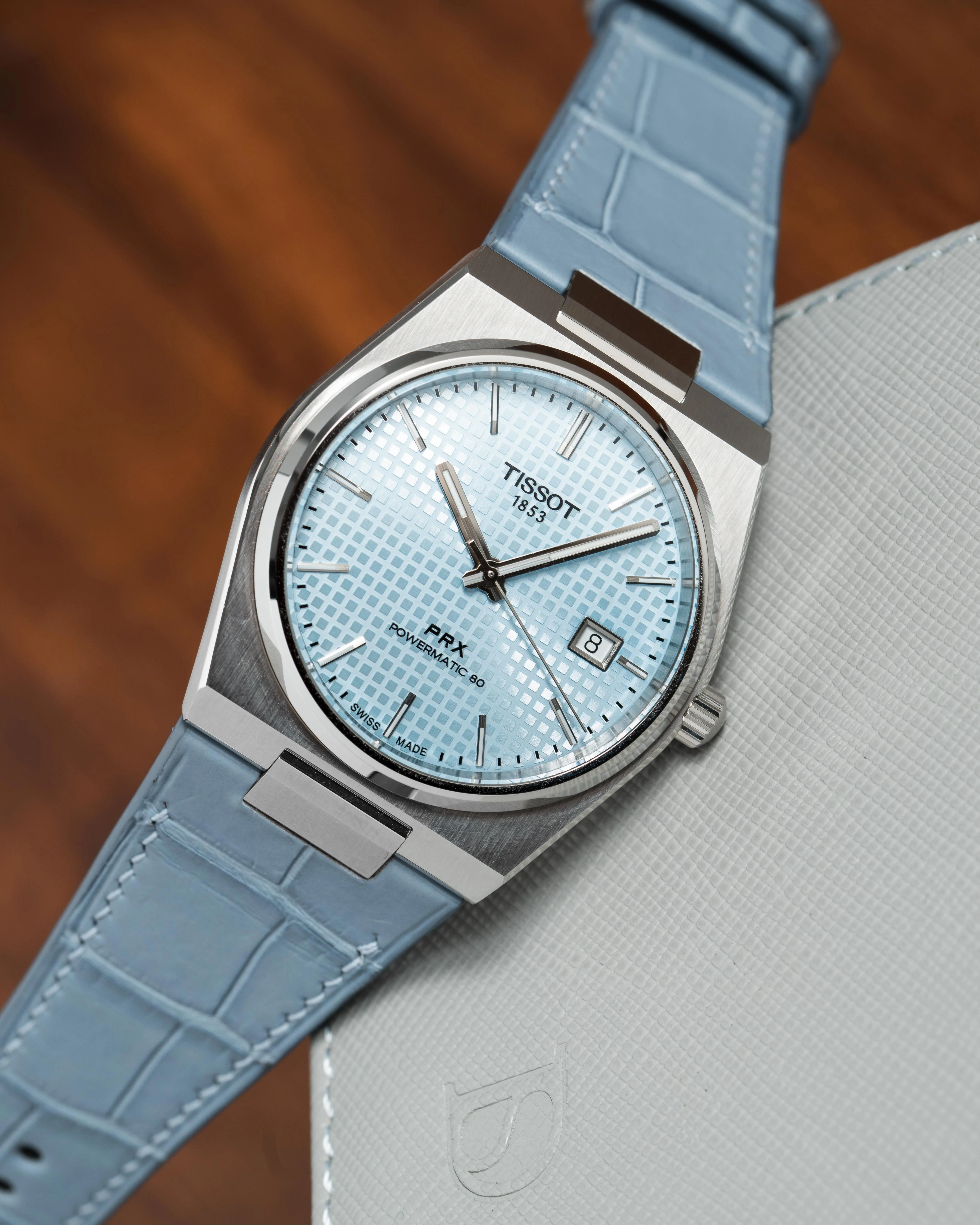 Matte Astral Blue Alligator Strap for Tissot PRX - Image 2