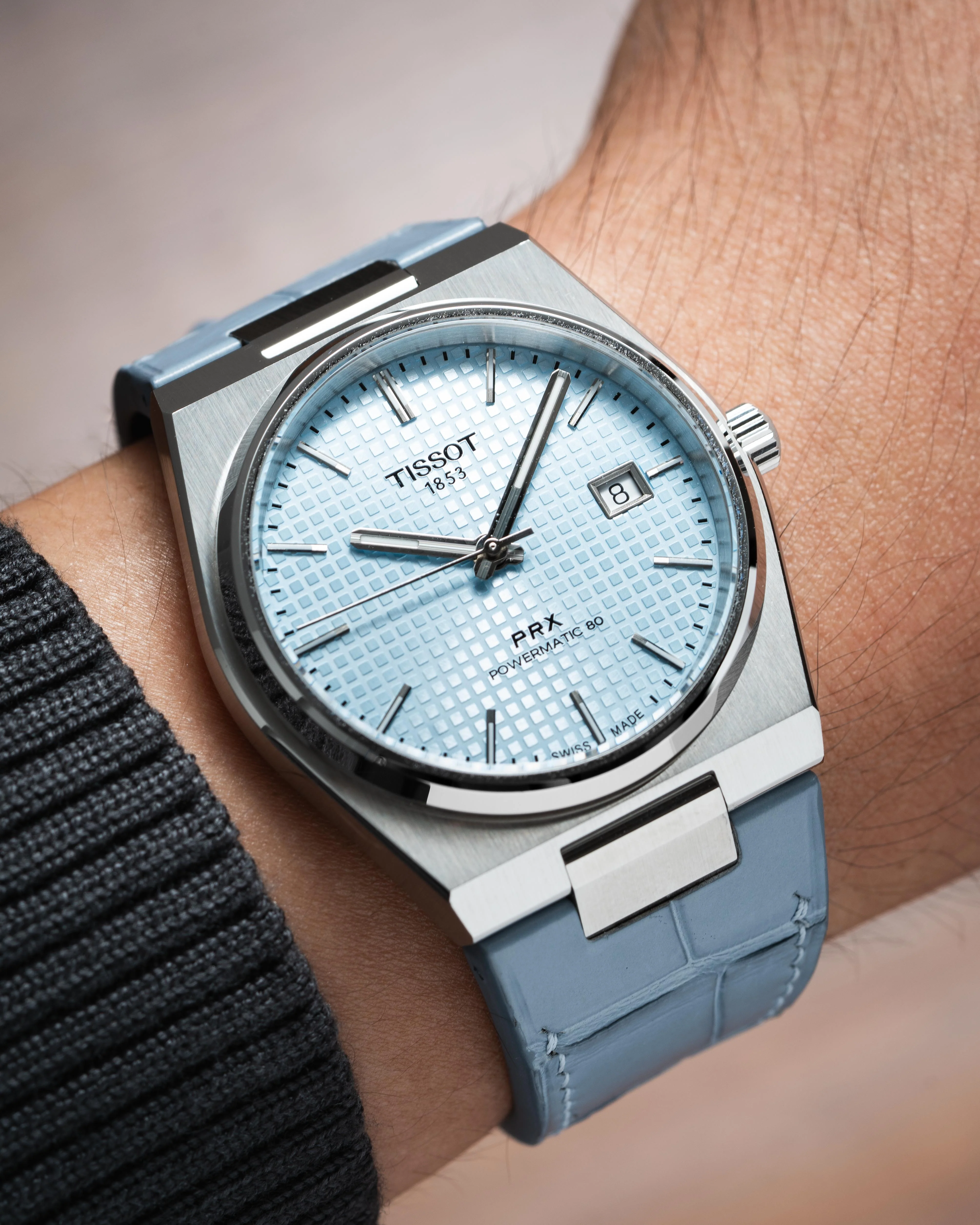 Matte Astral Blue Alligator Strap for Tissot PRX - Image 3
