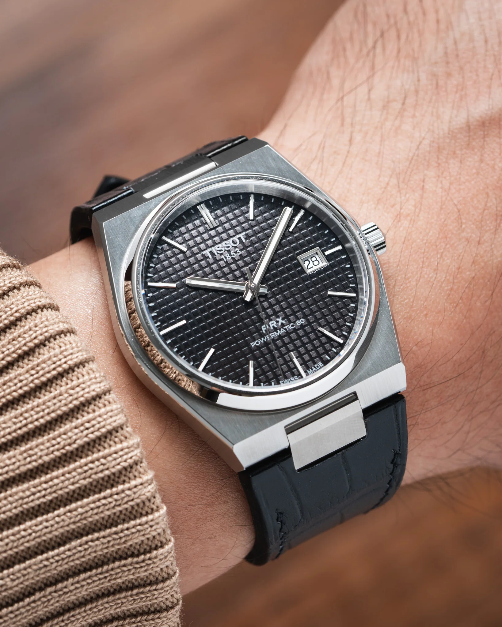 Matte Black Alligator Strap for Tissot PRX - Image 3