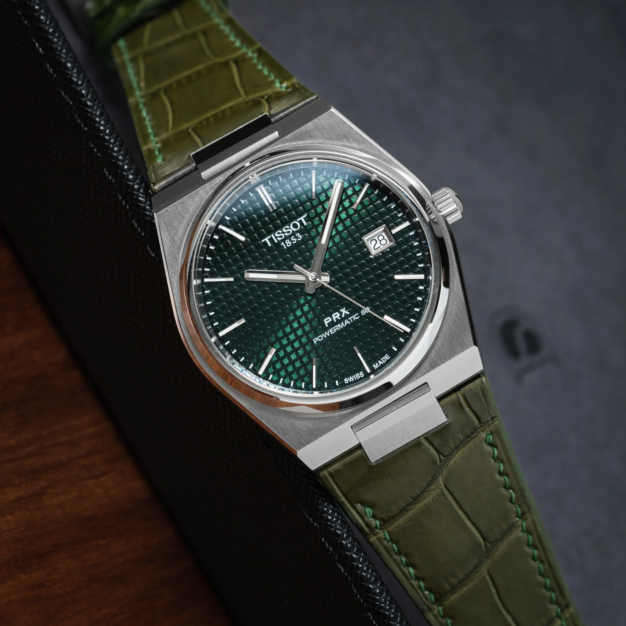 Matte Green Ischia Alligator Strap for Tissot PRX - Image 2