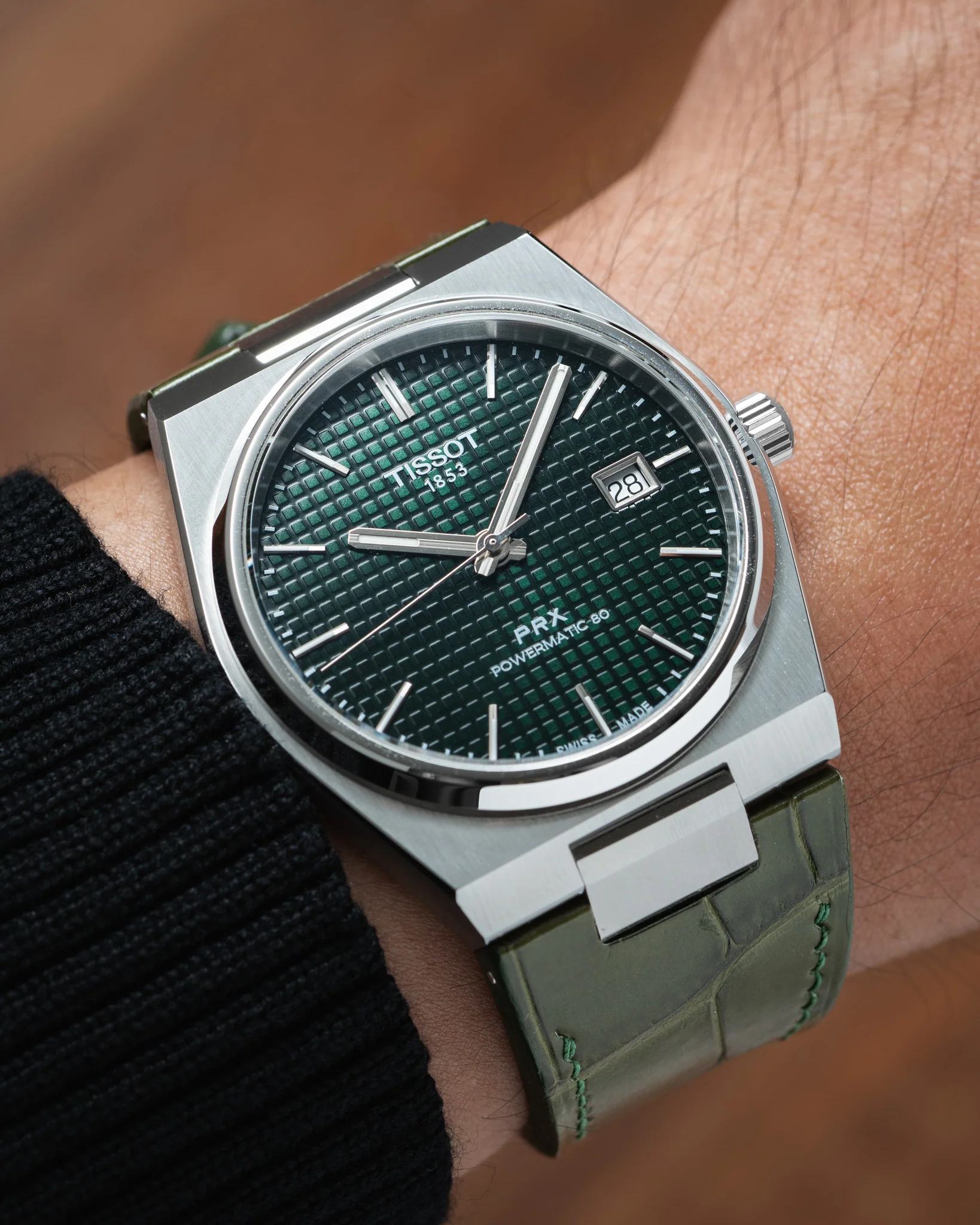 Matte Green Ischia Alligator Strap for Tissot PRX - Image 3