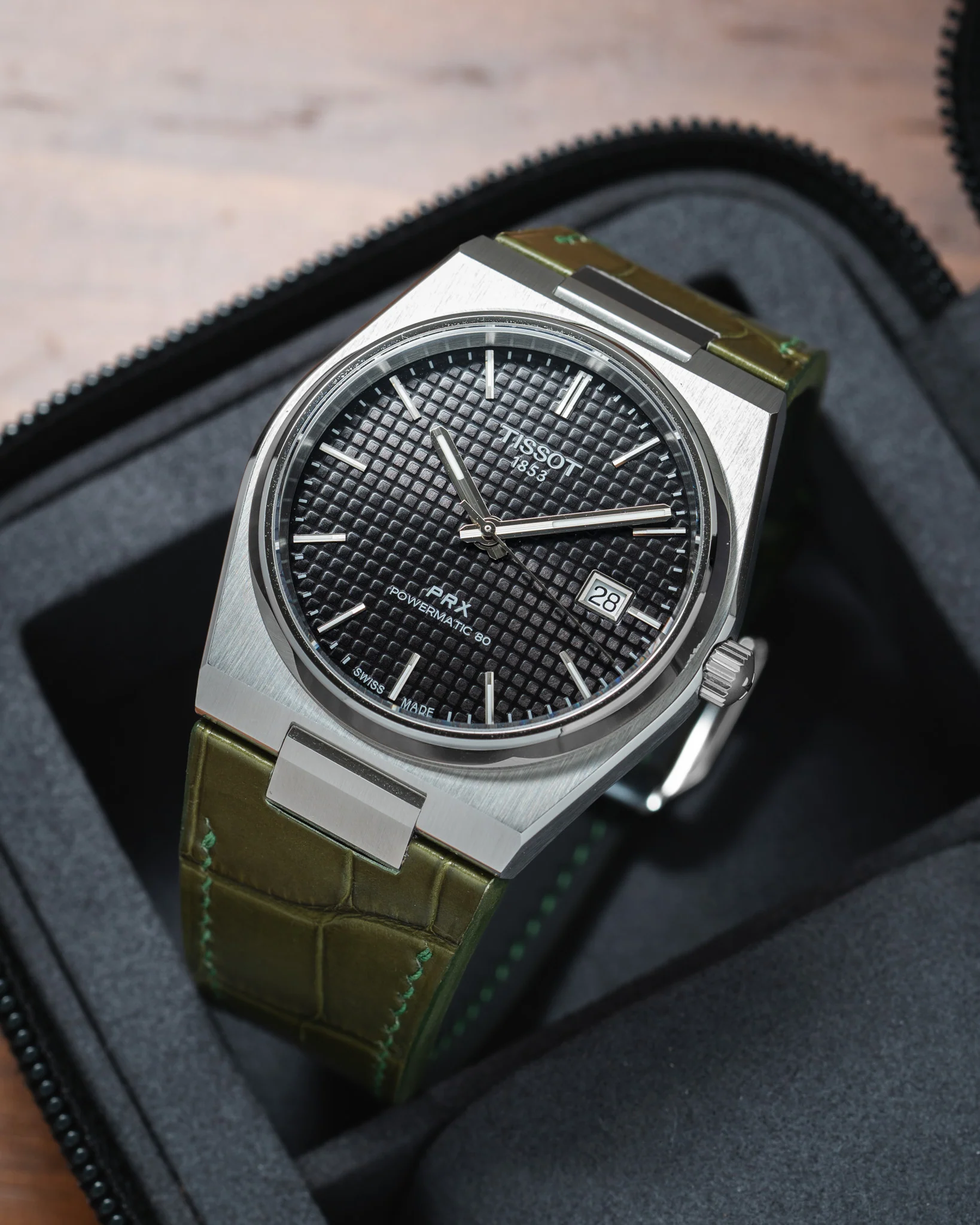 Matte Green Ischia Alligator Strap for Tissot PRX - Image 4
