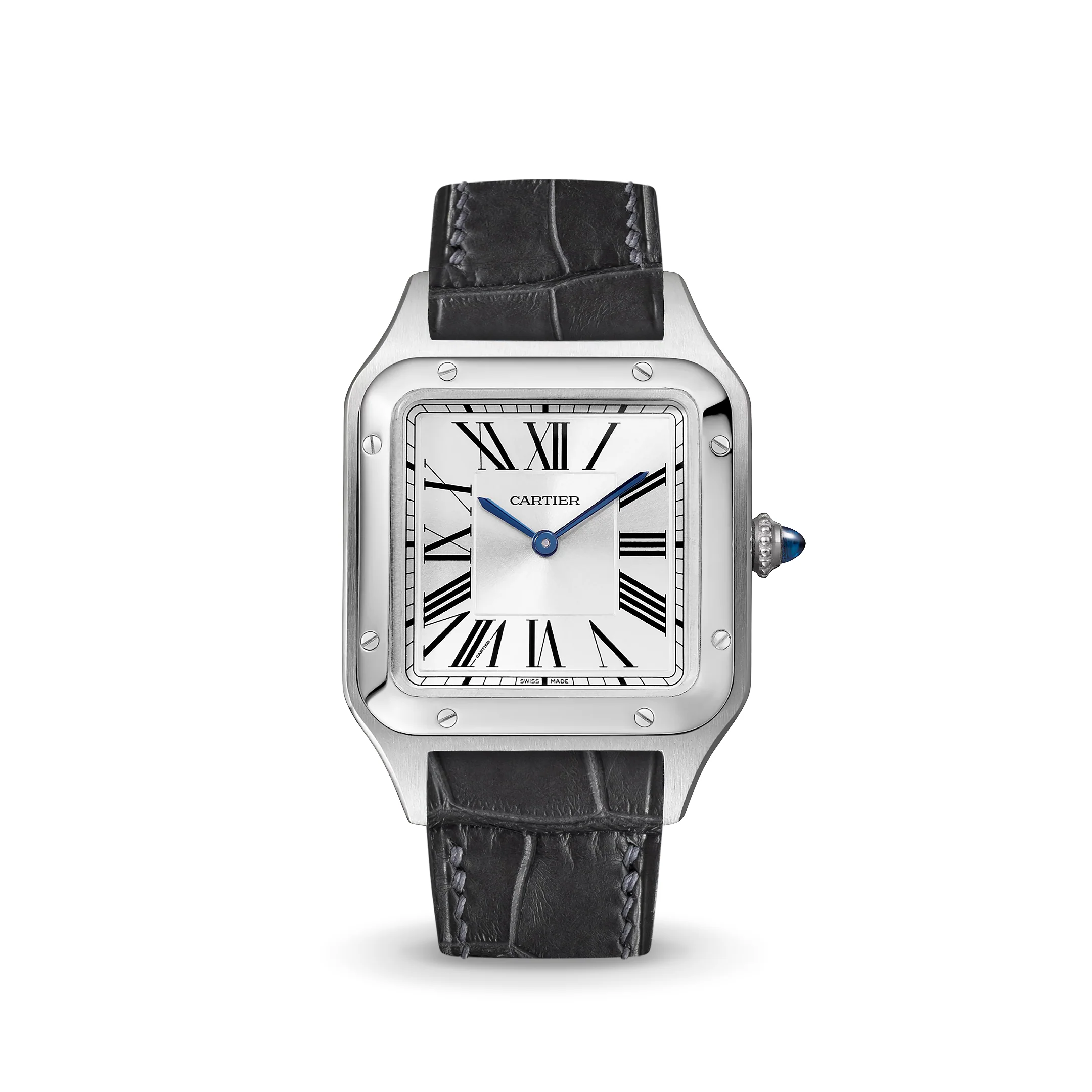 Matte Grey Storm Alligator Strap for Cartier Santos-Dumont
