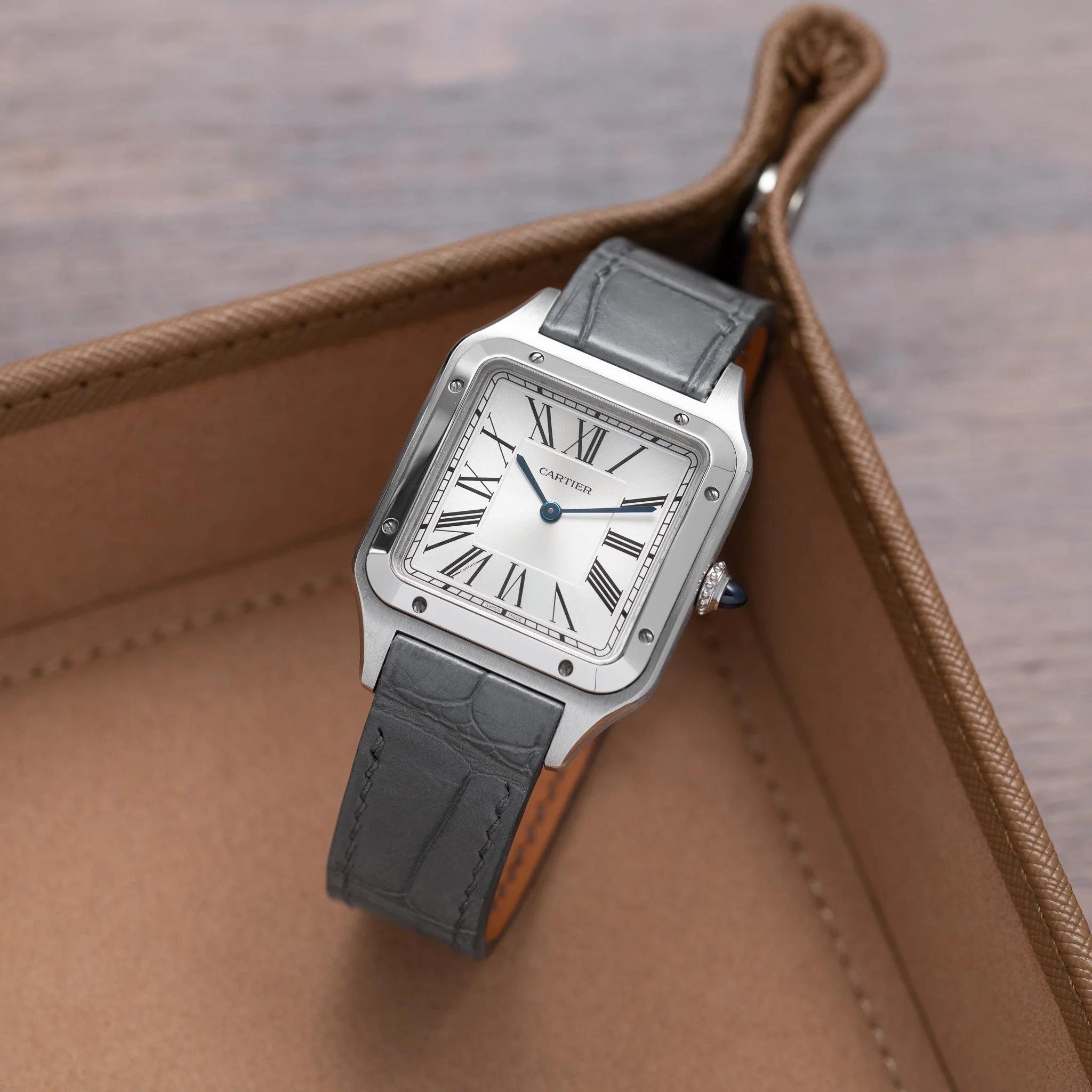 Matte Grey Storm Alligator Strap for Cartier Santos-Dumont - Image 2