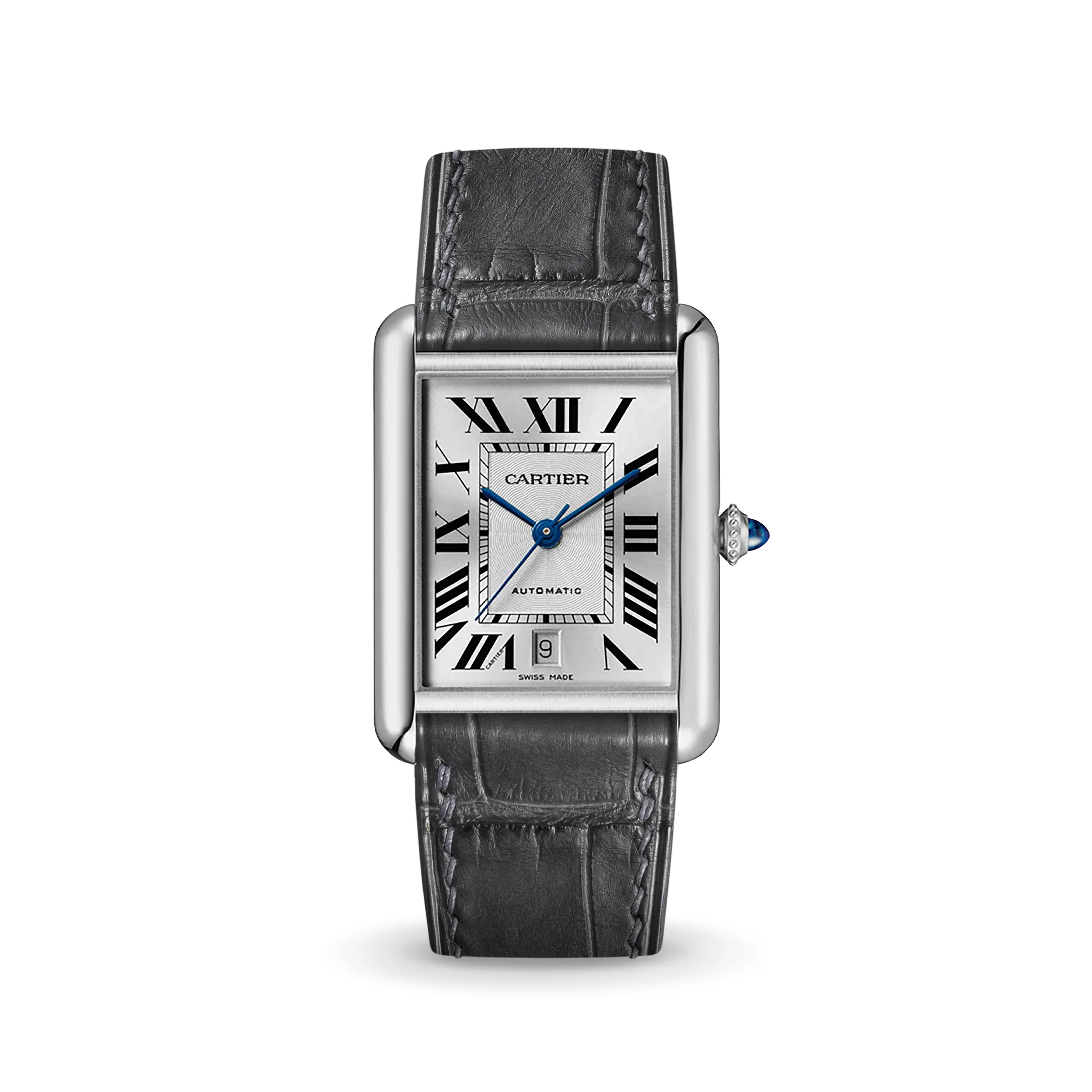 Matte Grey Storm Alligator Strap for Cartier Tank