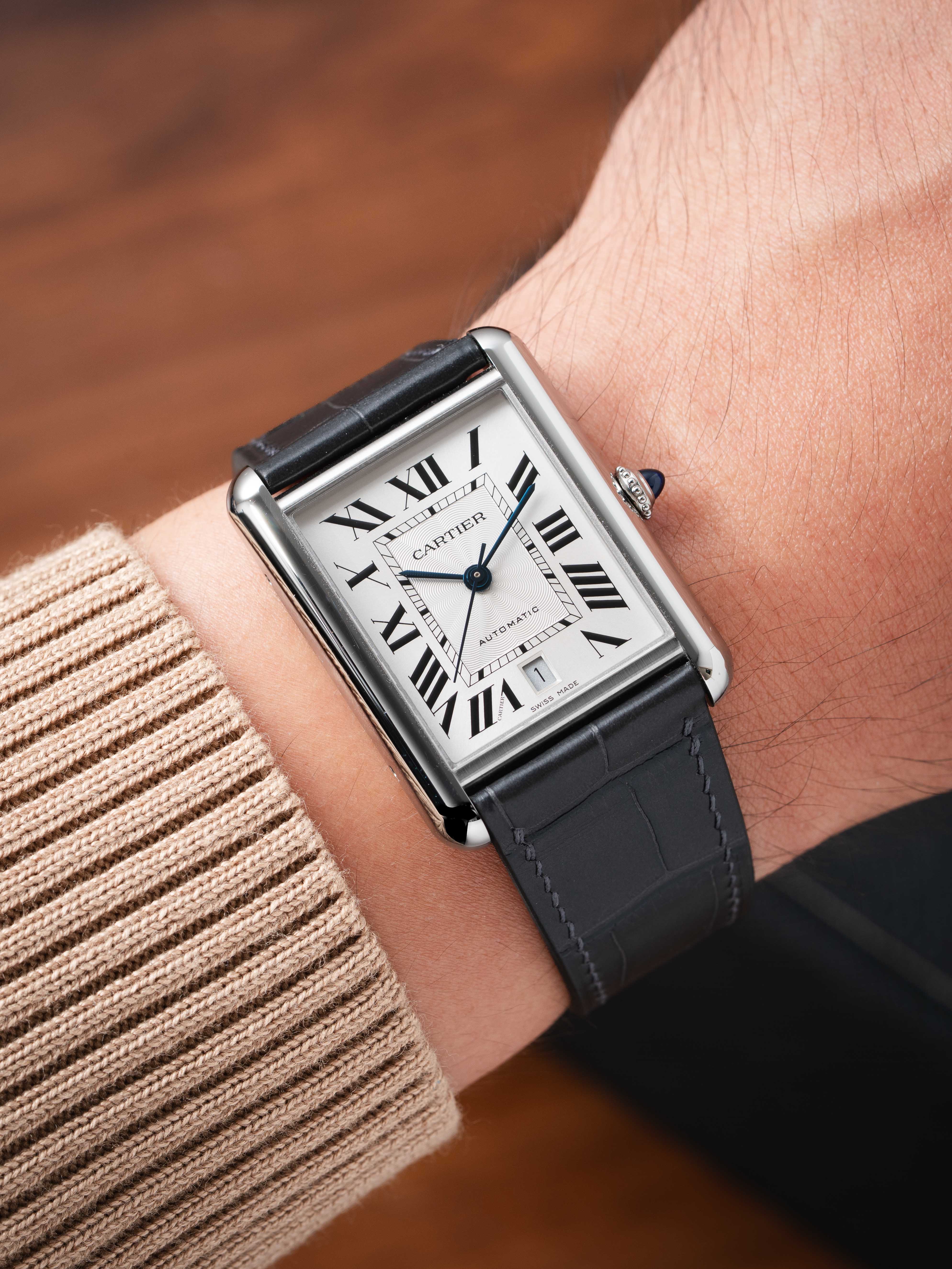 Matte Grey Storm Alligator Strap for Cartier Tank - Image 3