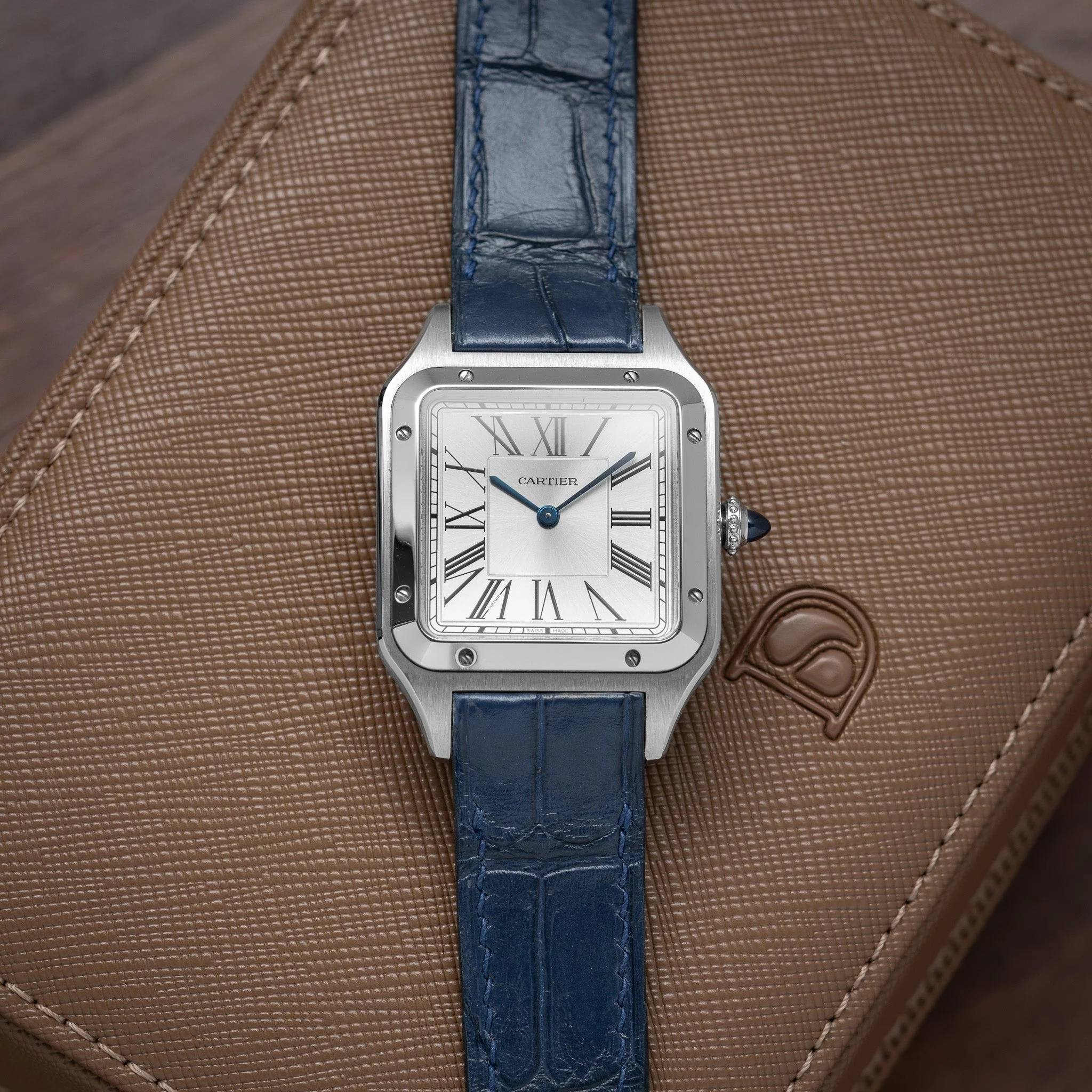 Matte Navy Alligator Strap for Cartier Santos-Dumont - Image 2
