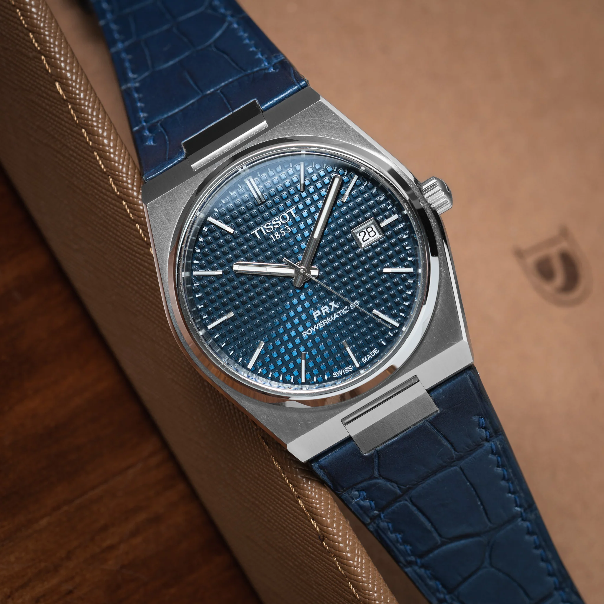 Matte Navy Alligator Strap for Tissot PRX - Image 2